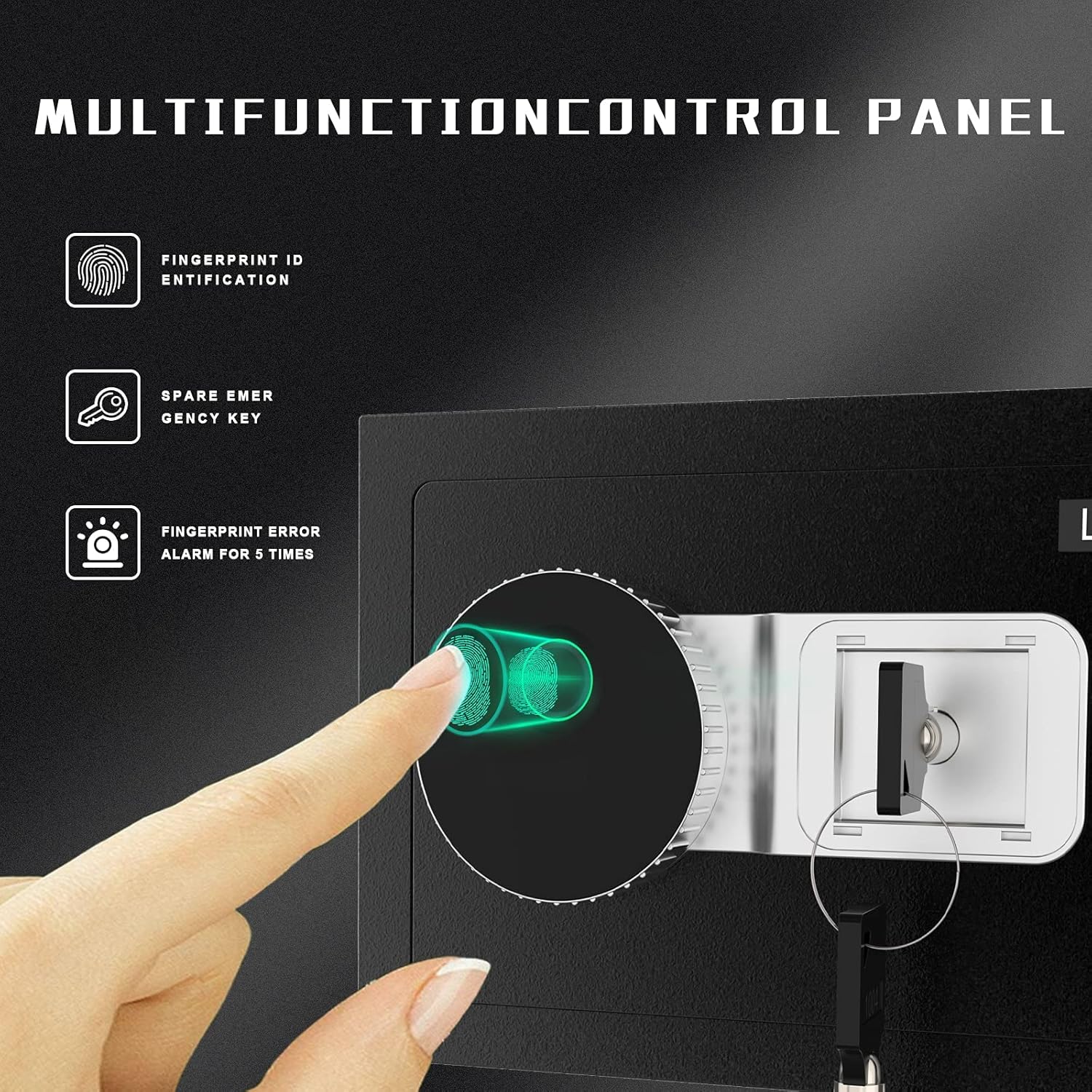 LIONSEN 0.7 Cubic Feet Safe Box with Biometric Fingerprint Touch Screen and Key Lock, Security Steel Home Safe, Secure Cash, Jewelry, ID Documents, Money - 13.8 x 9.8 x 9.8 Inches - - 