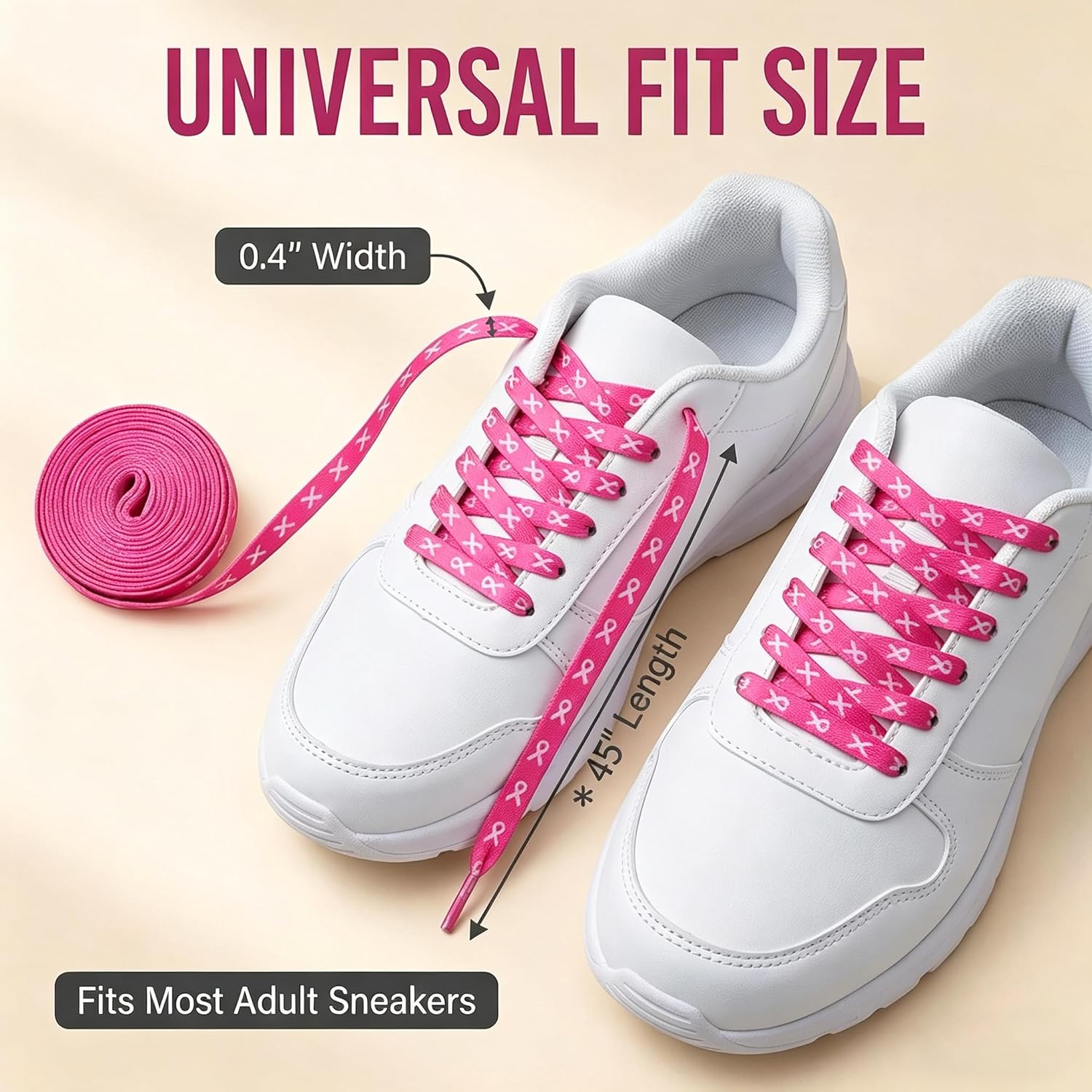 Breast Cancer Awareness Shoelaces 45Inch Pink Ribbon Shoelace For Runners And Marathons Athletic Strings Sneaker