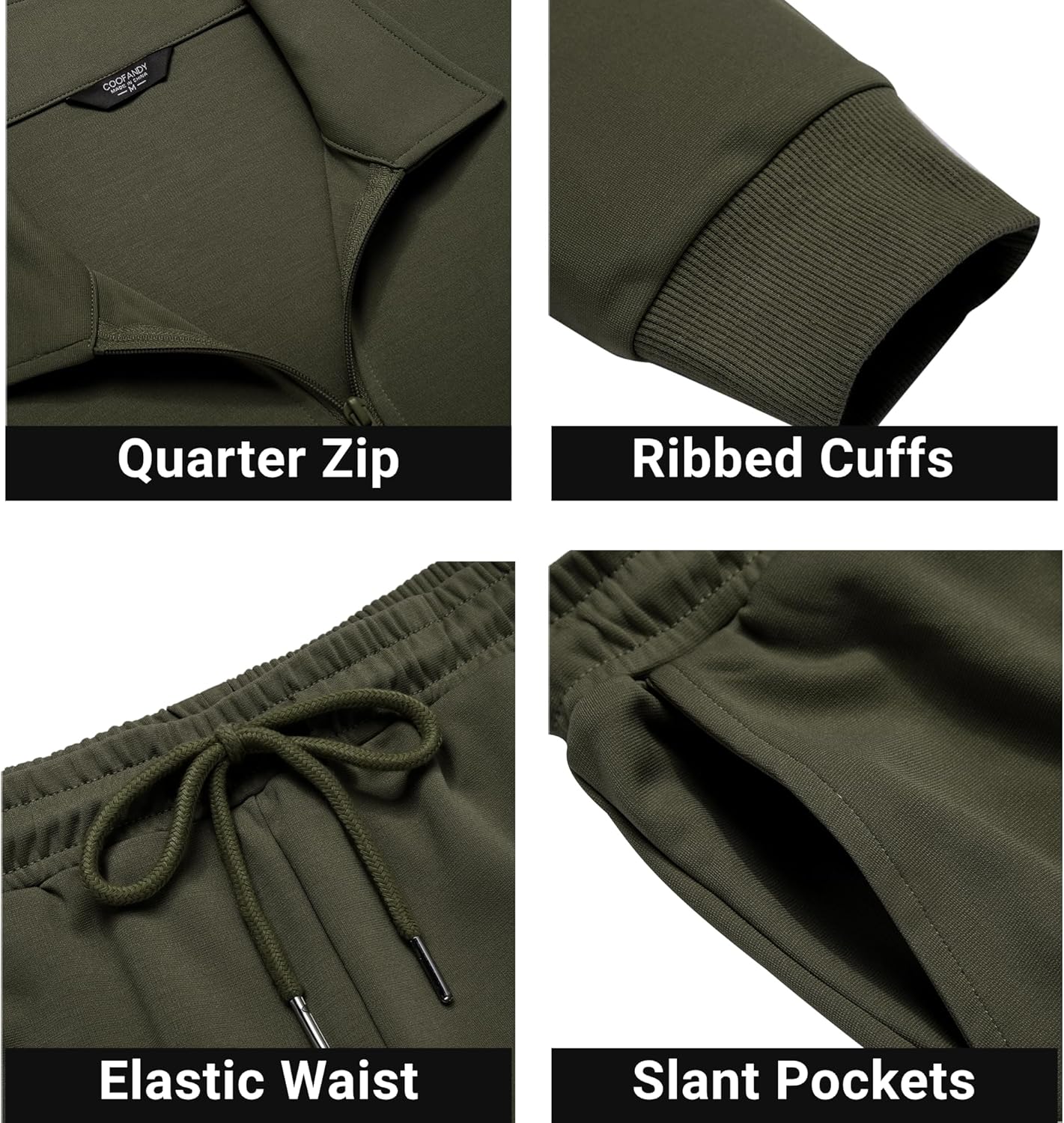 COOFANDY Men's Tracksuit 2 Piece Quarter Zip Polo Athletic Sweatsuits Casual Running Jogging Sport Suit Sets - Image 5