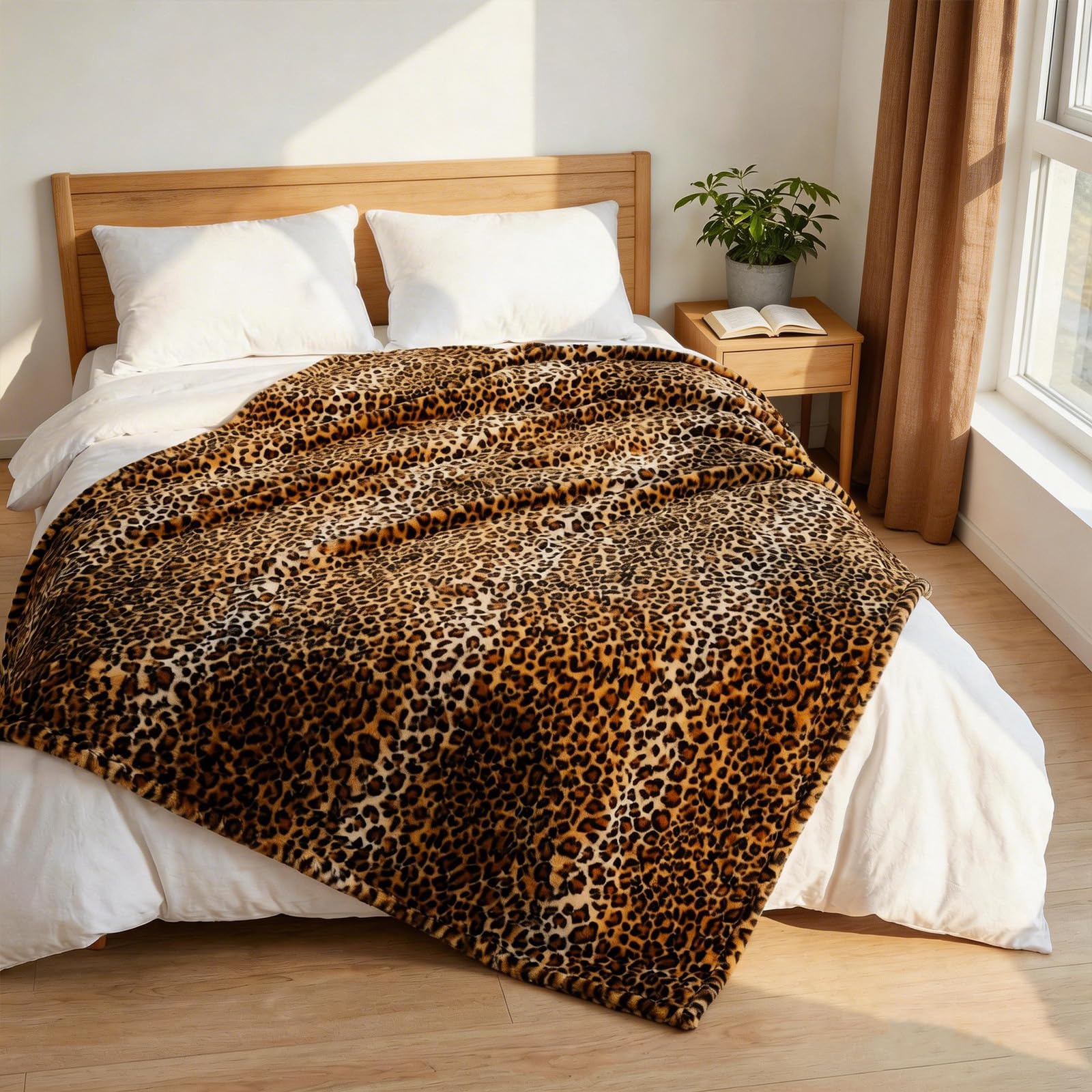 Excervent - Manta de franela de felpa estilo 3D, tamaño king, con diseño de leopardo, extragrande, de 108 x 90 pulgadas, manta enorme, 300 GSM, ligera, suave y acogedora, manta marrón cebra para cama