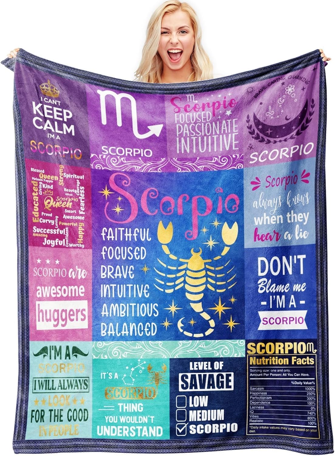 Scorpio Gifts for Women – Zodiac Throw Blanket 50"x60" – Soft Astrology Fleece Blanket for Scorpio Girls, Teens & Moms – Cozy Birthday Idea
