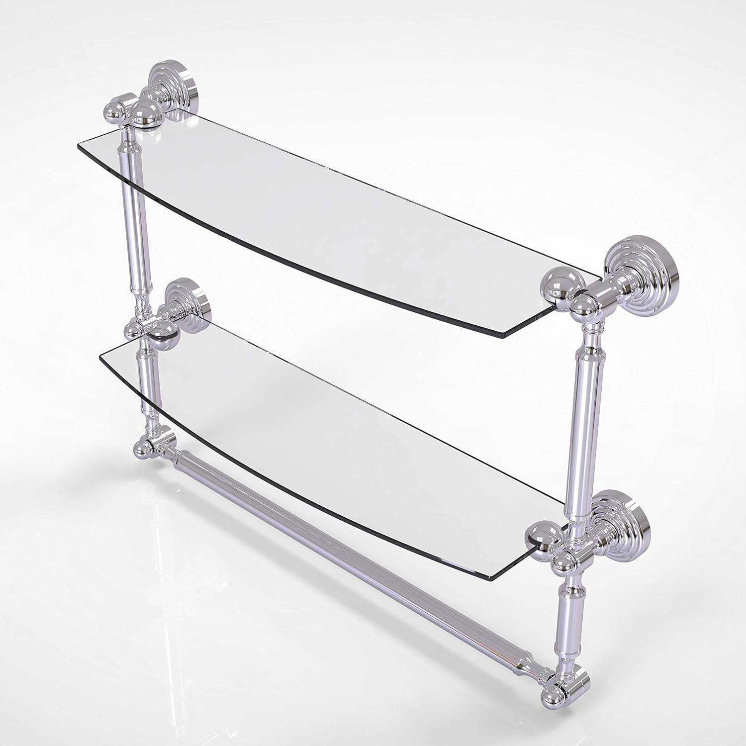 Allied Brass WP34TB/18 Waverly Place Collection 18 Inch Two Tiered Integrated Towel Bar Glass