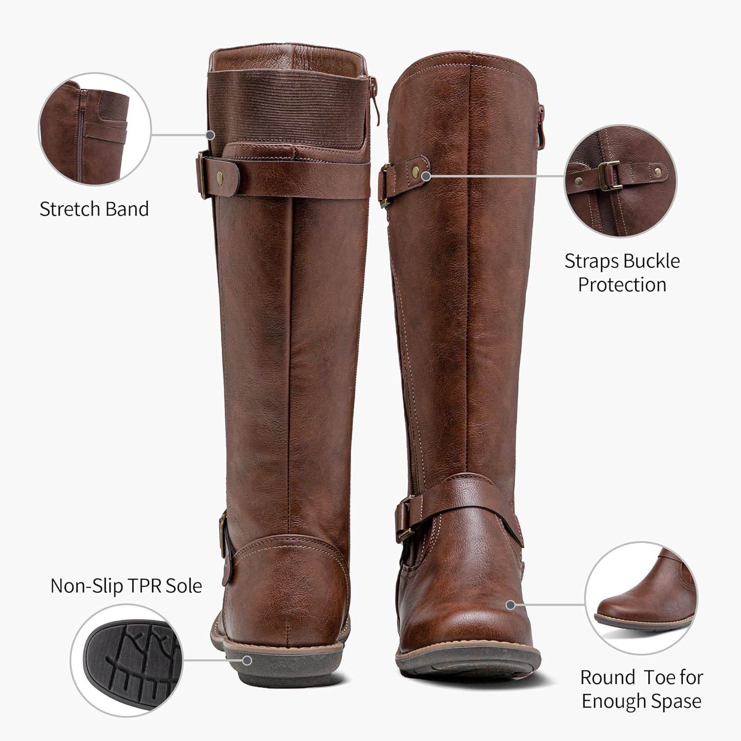 Jeossy Women's 9656 Knee-High Boots Fashion Riding Boots with Buckle - Image 3