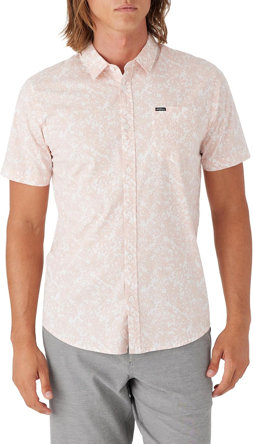 O'NEILL Mens Modern Fit Short Sleeve Button-Up Shirt - Casual Slim Fit Button Down Shirt with Collar and Chest Pocket