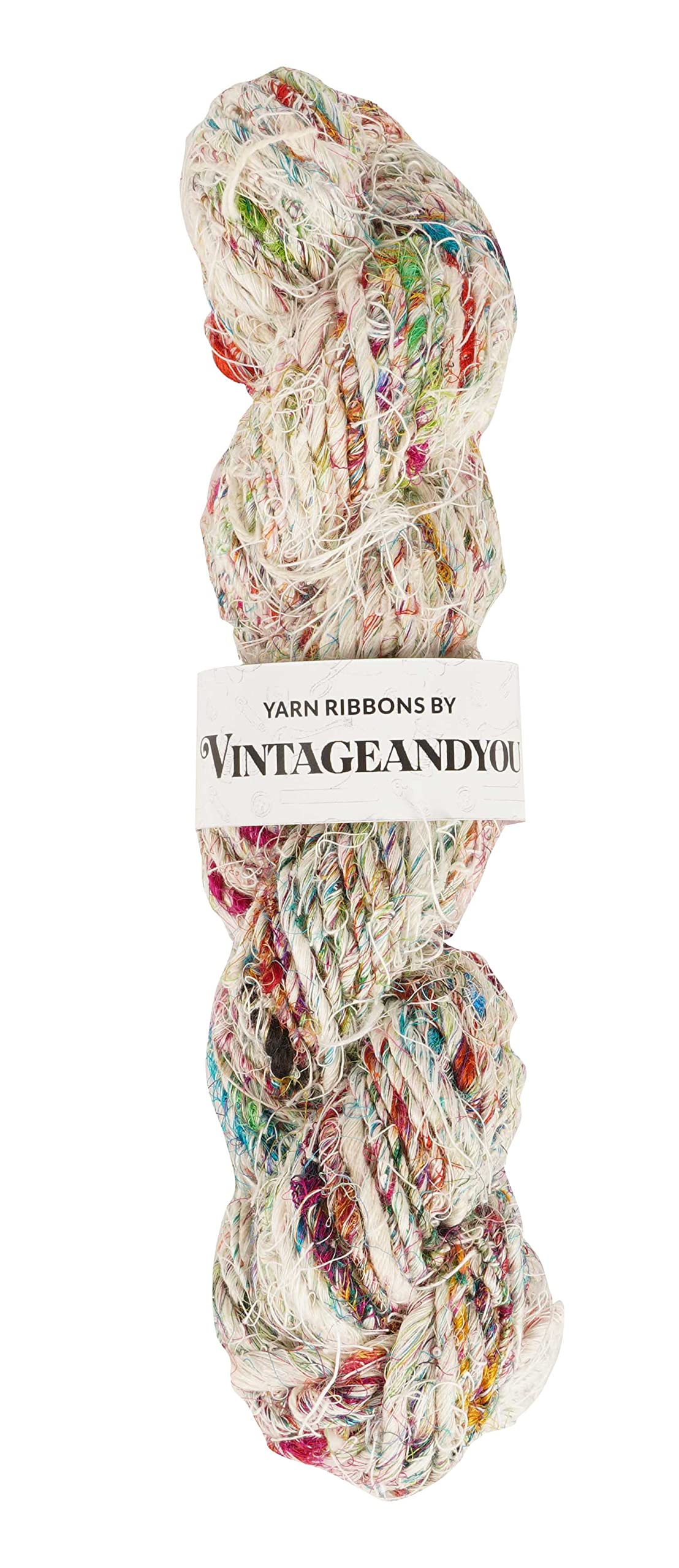 VintageandYou 1 Hank/Skein Recycled Linen Yarn for DIY Knitting Craft- Multicolor