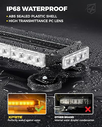 Miniatura 3 de Xprite Barra de luz LED estroboscópica intermitente en el techo, luces de advertencia de peligro de doble cara con soporte magnético para vehículos