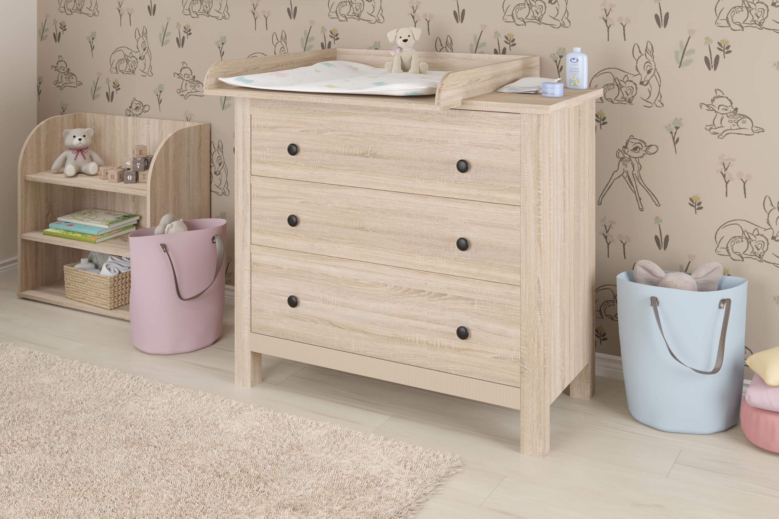 Shefa Kids Table à langer 800 pour commode Ikea des séries MALM, HEMNES et NORDLI - Universel - Chêne