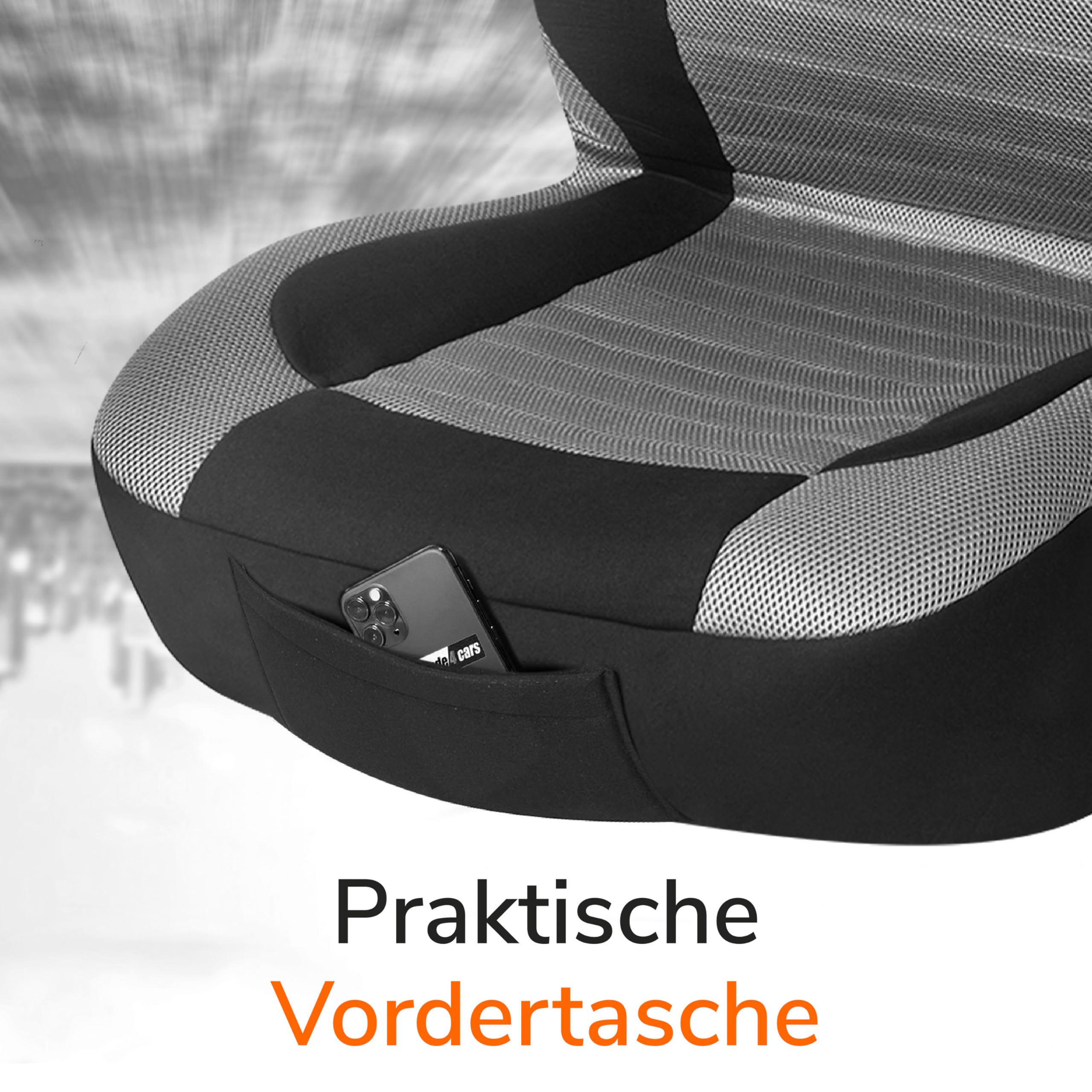 Upgrade4cars Autositzbezüge Set für die Vordersitze Version 2026 | Auto-Schonbezüge Universal in Grau für Fahrersitz & Beifahrer | Autozubehör Innenraum Deko