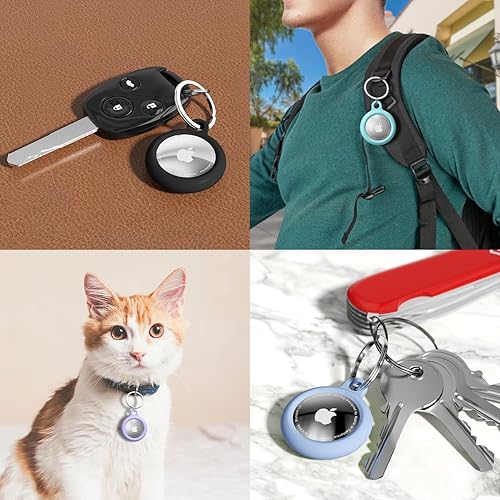 Miniatura 7 de oakxco Llavero de silicona para Airtag, soporte para Airtag con llavero, cubierta de AirTag lindos accesorios para niños, equipaje, collar de perro