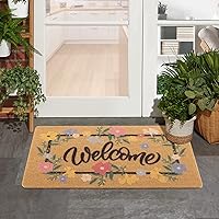 Vista 3 de Carvapet Felpudo artificial de fibra de coco con parte trasera antideslizante, duradero para interiores y exteriores, tapete de bienvenida