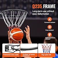 Vista 3 de VEVOR Basketball Hoop, 44 54 Inchs PC Backboard Wall Mounted, Basketball Portable Hoop & Goal, Indoor & Outdoor with Hand-Crank Adjustment, Classic