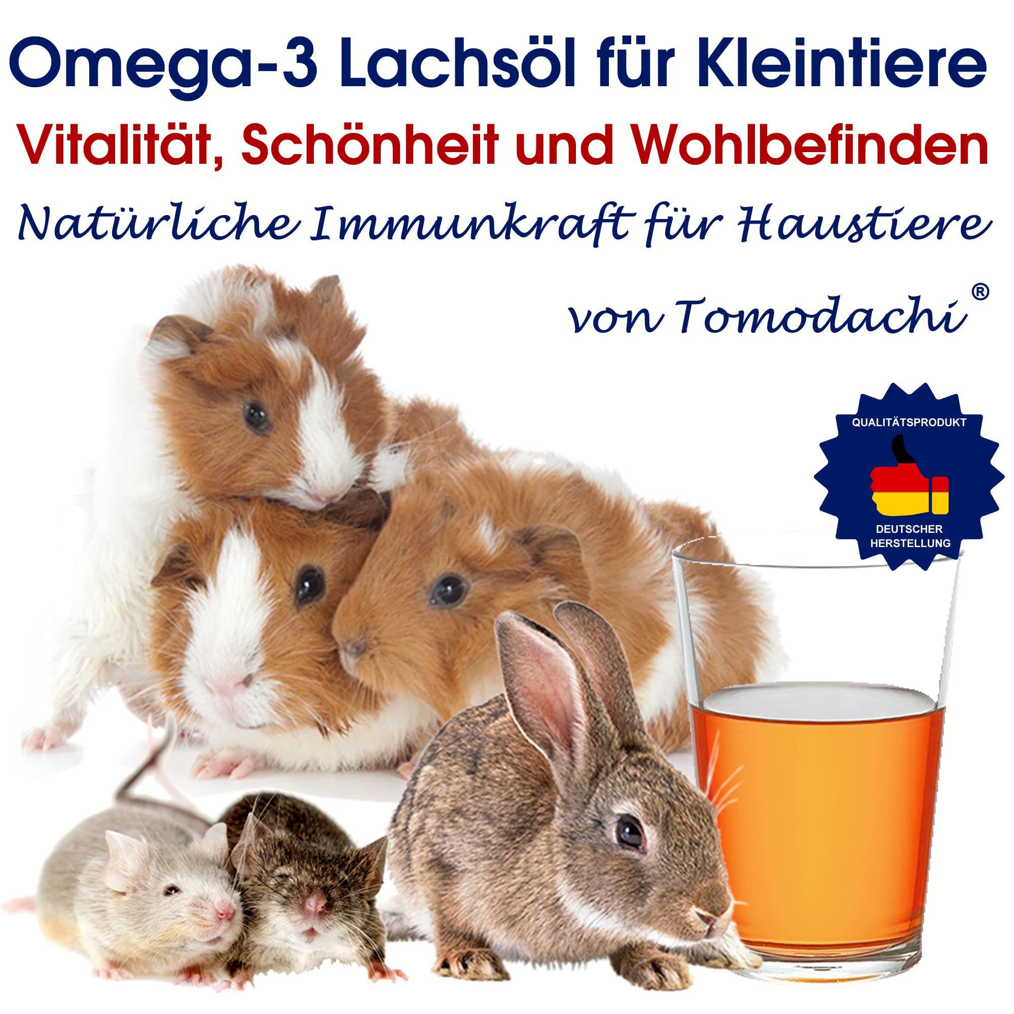 Lachsöl Haustiere Omega-3 Öl Nager Kaninchen deutsches Naturprodukt Immunkraft gut für Haut Fell Lachs Fischöl kaltgepresst Ratte Maus 20L (4X 5L)