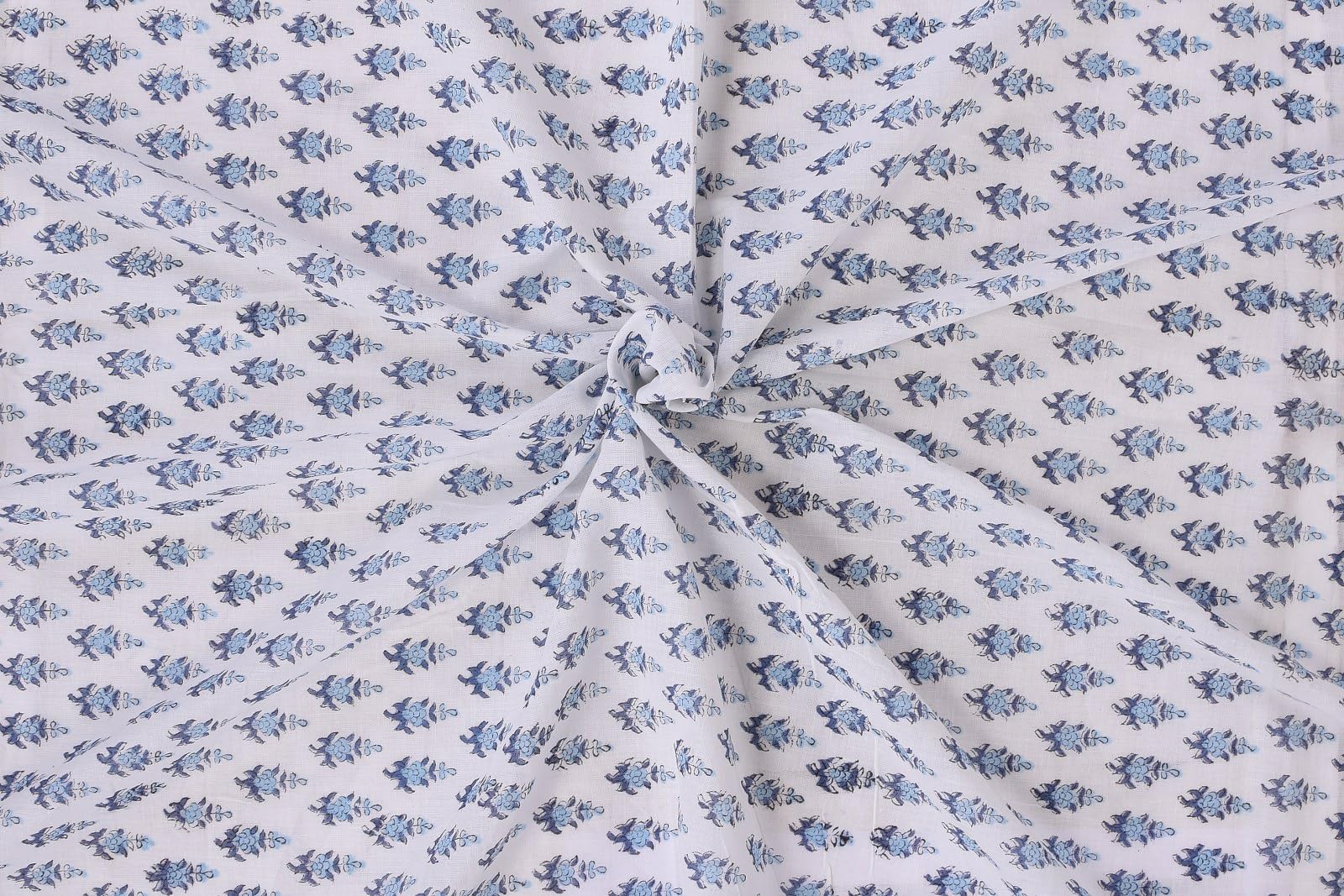 Trade Star 3 Yard 100% Cotton Fabric by the Yard Hand Block Print Fabric Floral Print Cloth for Crafting and Dressmaking Indian Ethnic Natural Running Fabric for Sewing (Width-44 Inches)