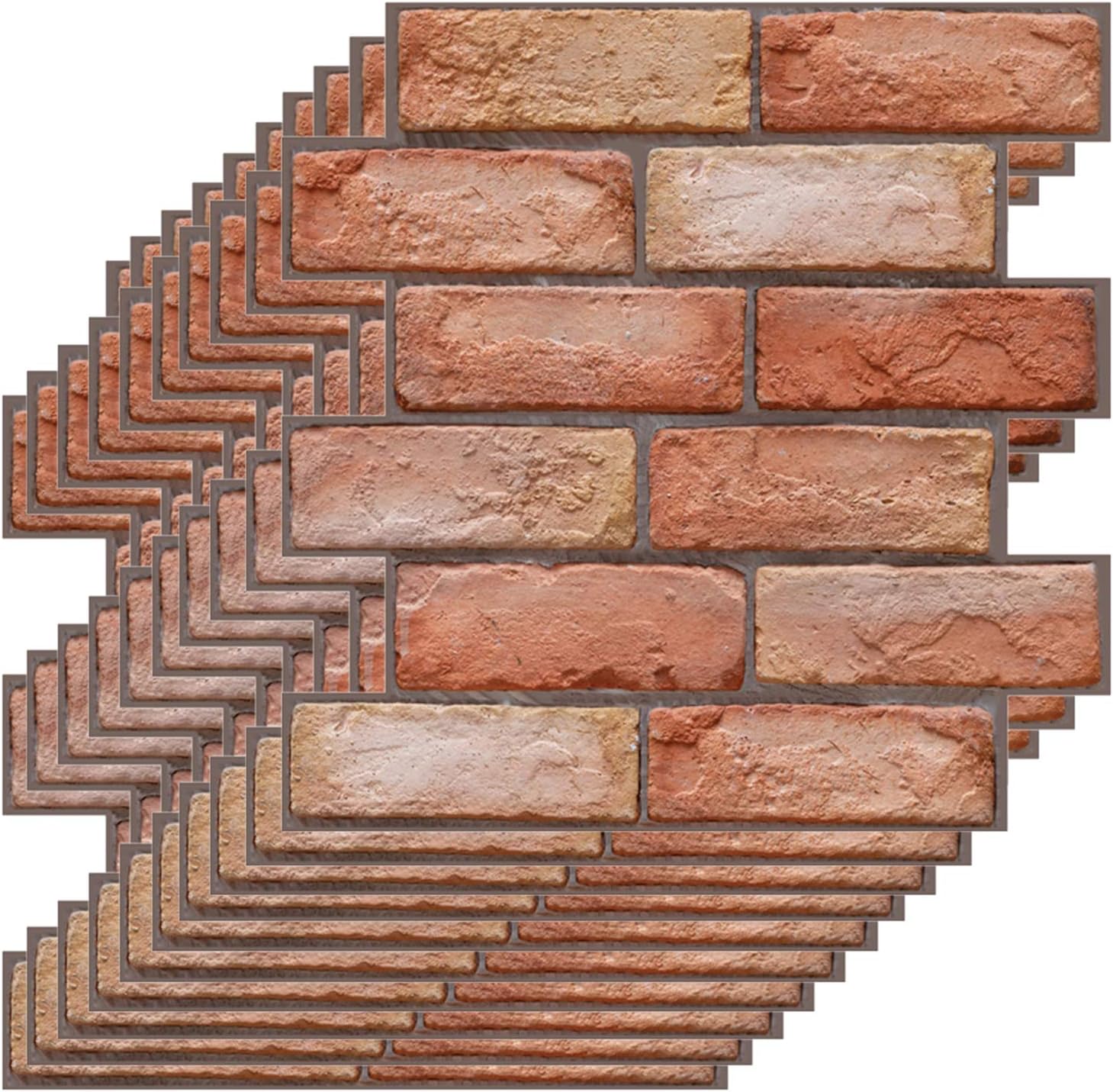 Wallpaper,3 Dimension Red Brick Water-resistant Moistureproof Removable Self Adhesive Wallpaper Peel & Stick PVC Wall Stickers for Living Room Bathroom Kitchen Countertop