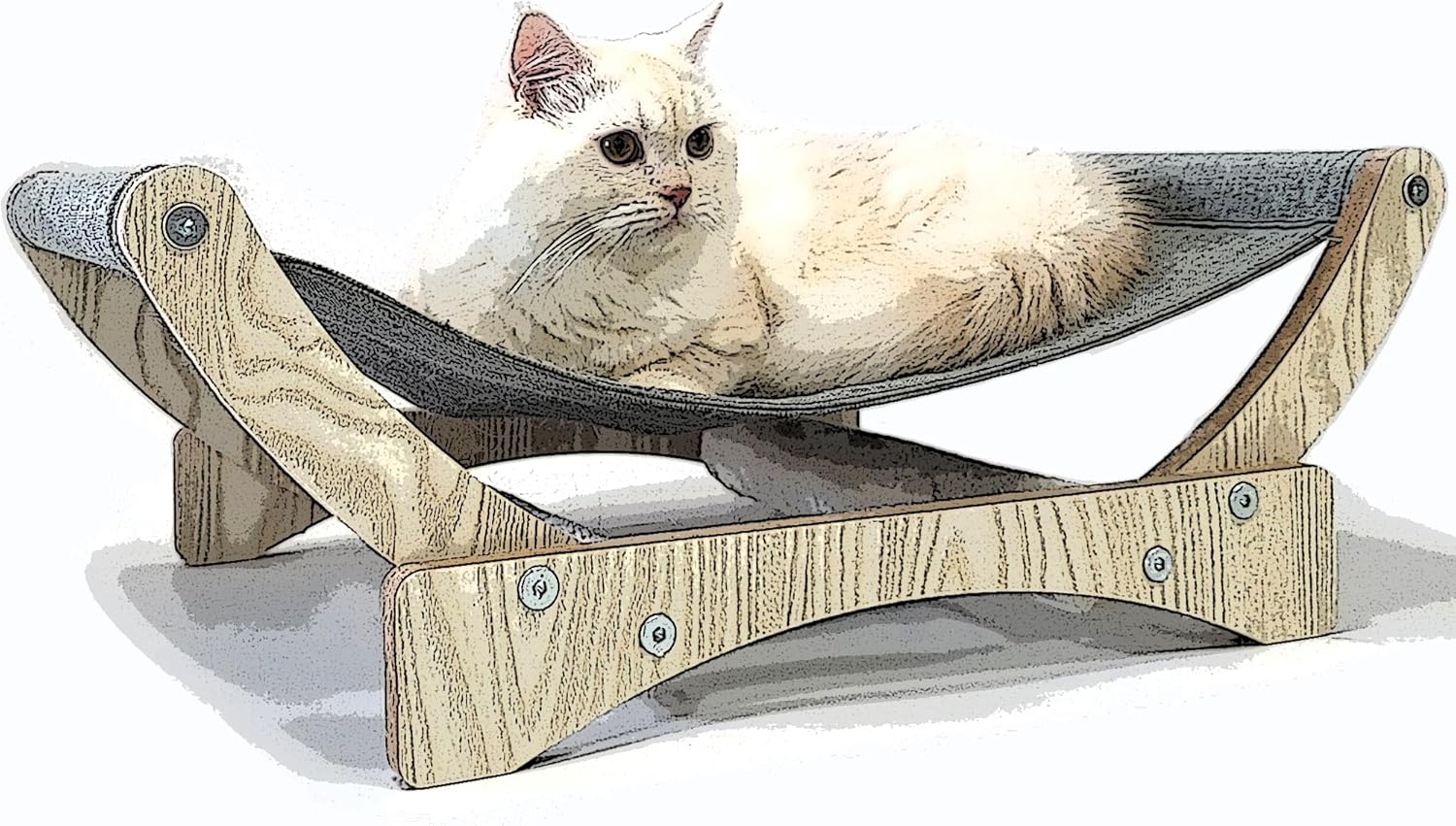 HeyKitten 24in Cat Hammock Couch, Elevated Sleeping Bed with Anti-tip Sturdy Stand, Large Raised Lounging Perch Chair for Indoor Kittens and Adult Cats (Grey Canvas)