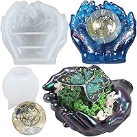 Vista 1 de FUNSHOWCASE Manos grandes ahuecadas y bolas de esfera de resina epoxi moldes de silicona, hacer cenicero, plantador, vela, bandeja de baratija