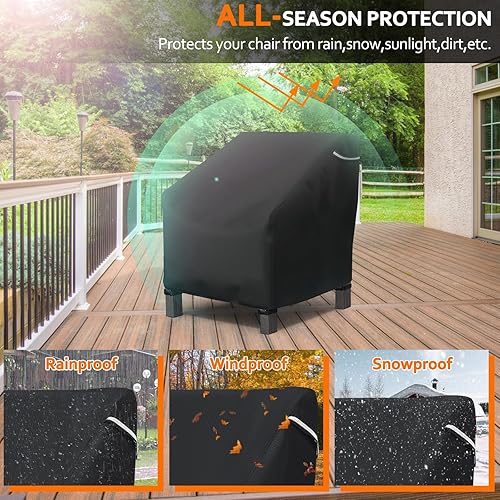 Miniatura 7 de STARTWO Paquete de 2 fundas para sillas giratorias para exteriores, impermeables, para muebles de patio, 30 pulgadas de ancho x 34 pulgadas de