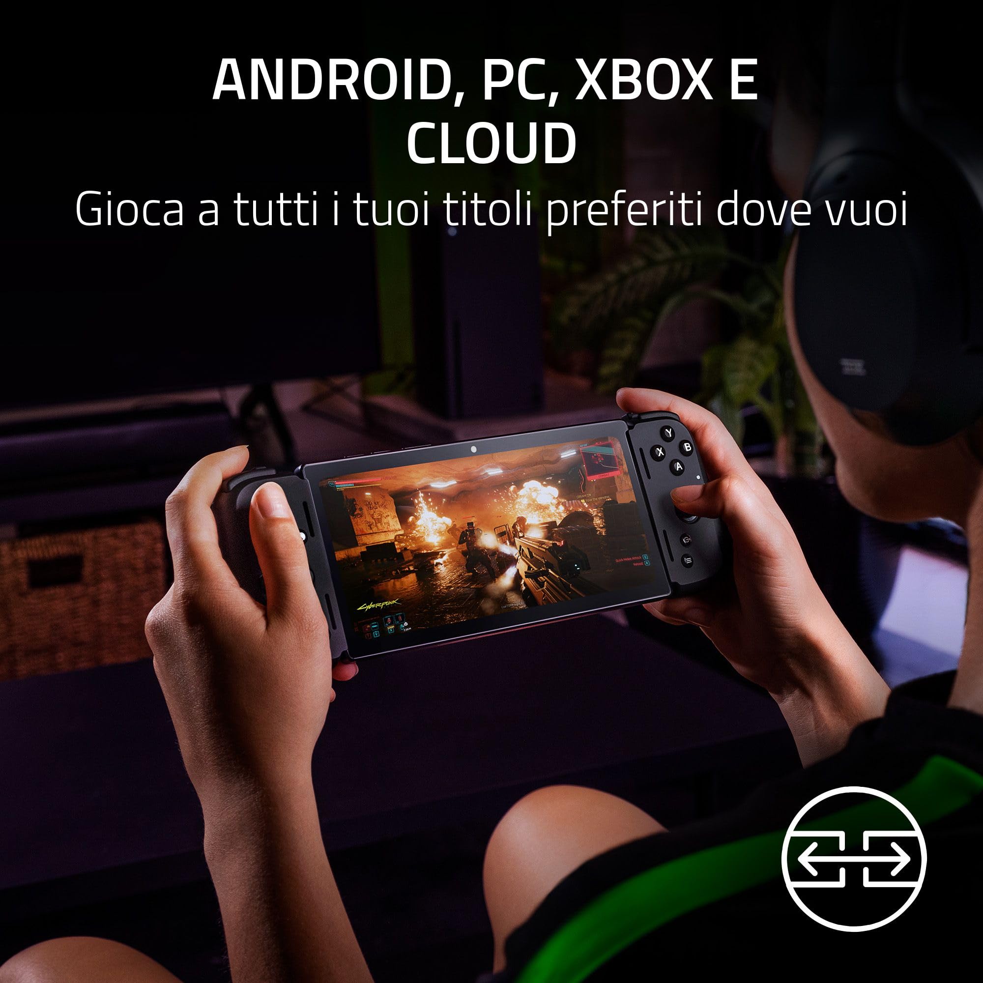 Razer Edge - Dispositivo Portatile per il Gaming su Android con Kishi V2 Pro (Qualcomm Snapdragon G3X Gen 1, Touchscreen 6,8" 144 Hz AMOLED FHD+, PC, Xbox e Cloud) Nero