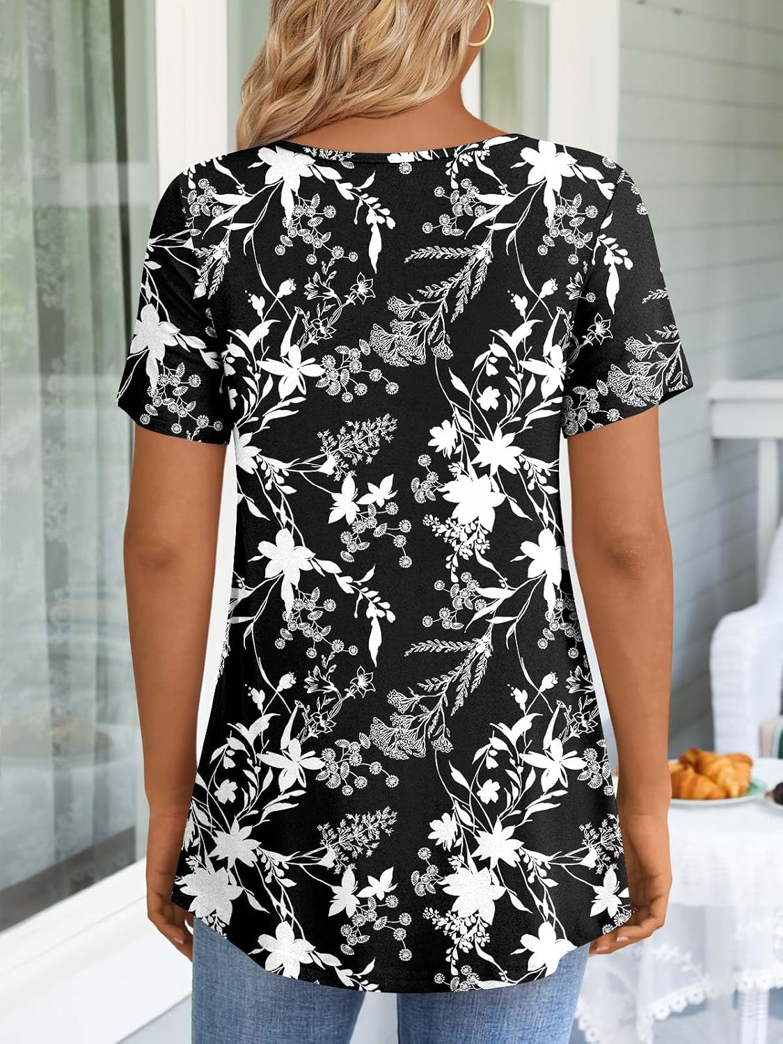 LONGYUAN Womens Tunic Tops 2026 Short Sleeve Shirts Summer Casual Tee Comfy Blouses S-4XL thumbnail