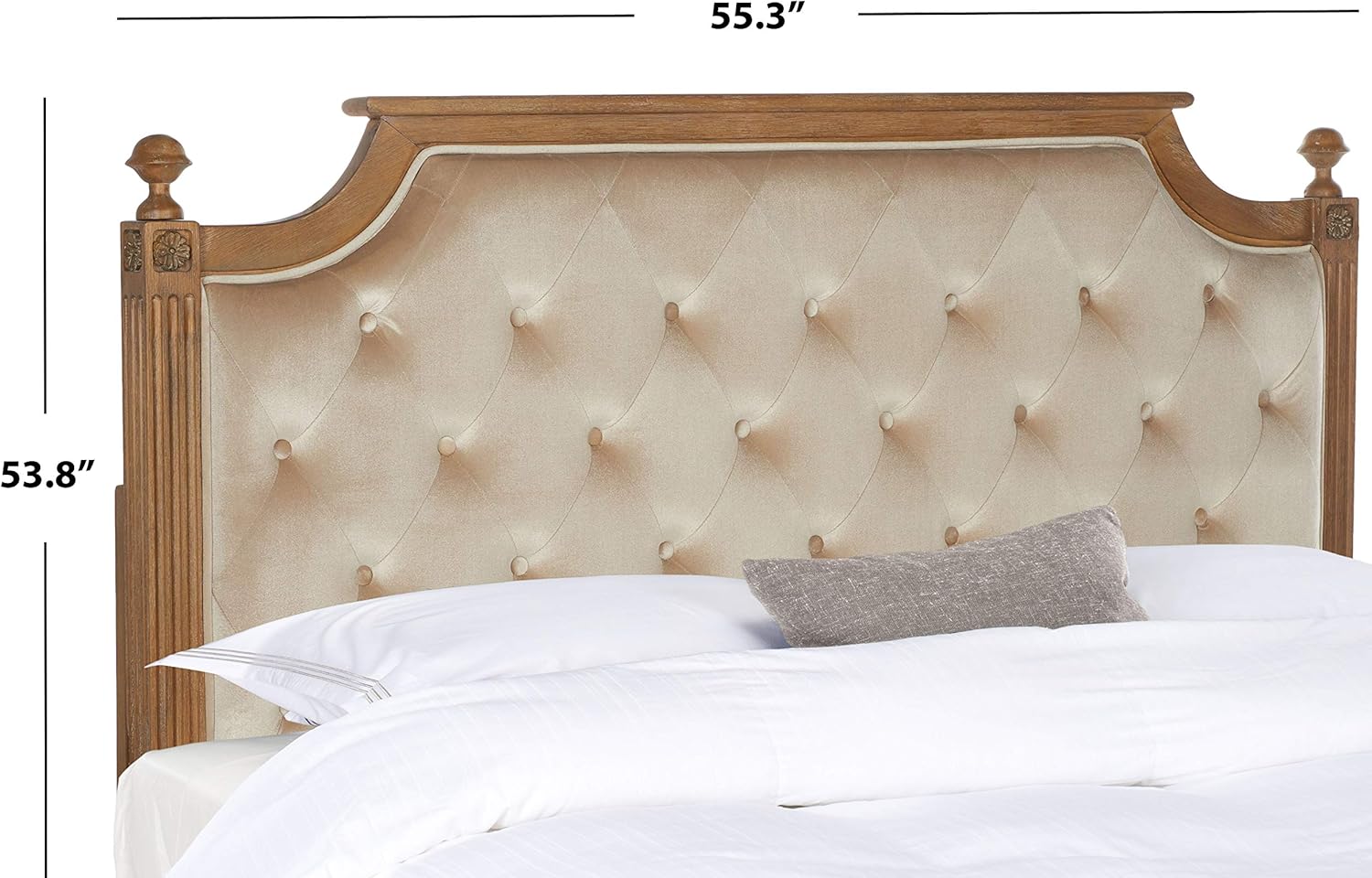 Safavieh Home Collection Tufted Velvet Rustic Oak and Beige Headboard (Queen)