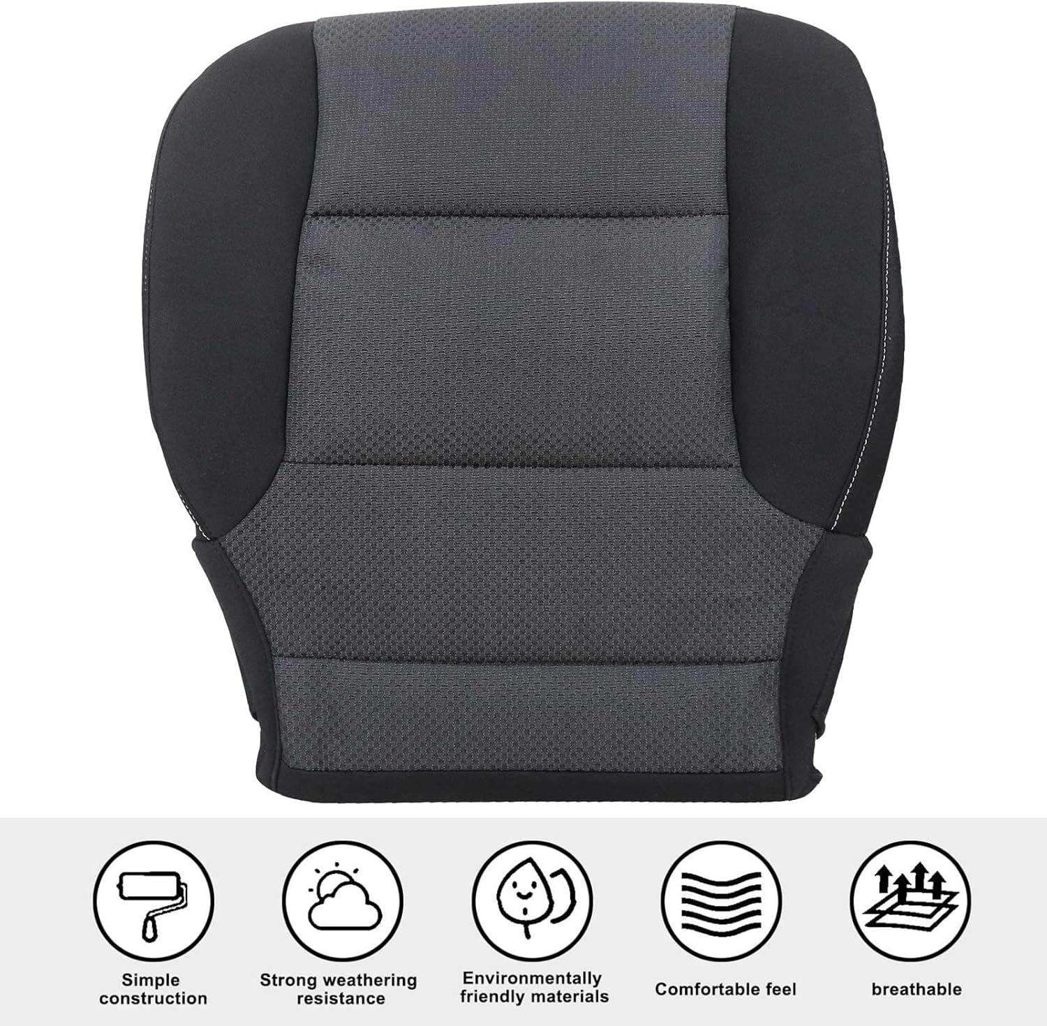 SecosAutoparts Driver or Passenger side Bottom Cloth Replacement Seat Cover Black #H0U or 4AA Compatible with Chevy Silverado Tahoe Suburban GMC Sierra 1500 2500HD 3500HD 2014 2015 2016 2017 2018 2019