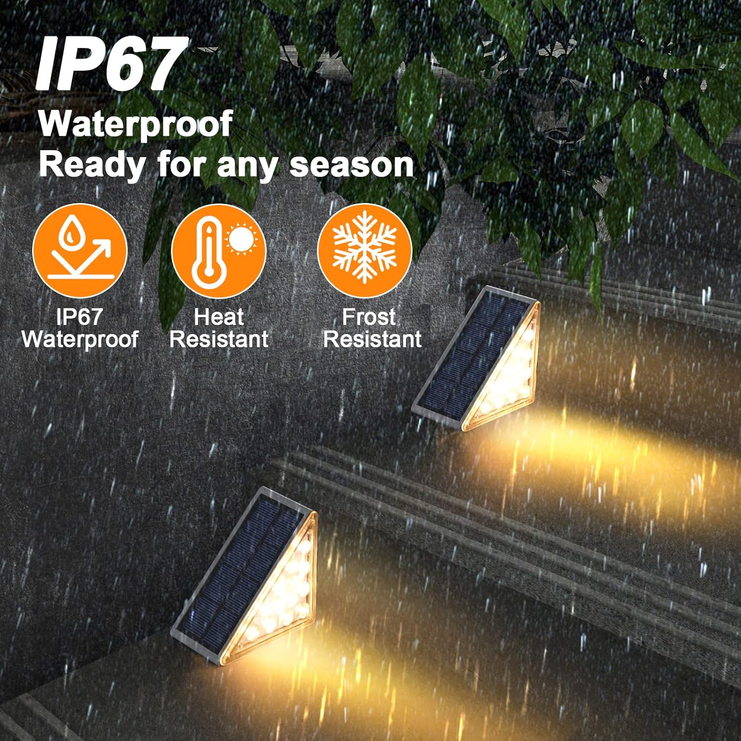 LED Solar Step Lights Waterproof Outdoor Stair Lights, Solar Deck Lights Outdoor Decor IP67 Solar Decoration Lights for Yard, Patio, Garden, Walkways, Front Door, Pathway, Driveway, Porch 6 Pack - - 