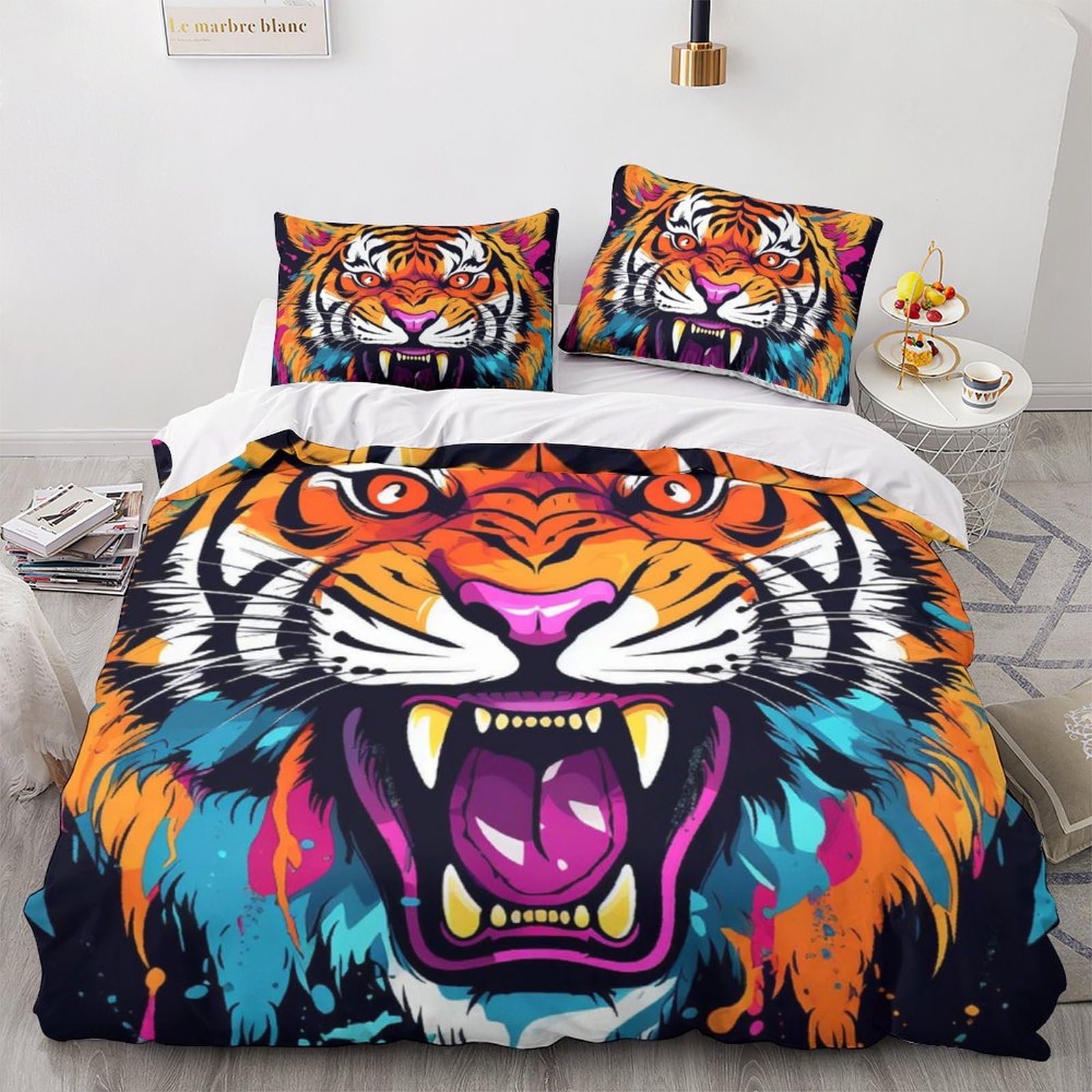 Parure de lit en imprimé couette sets Angry Tiger pour offrir aux garçons et filles