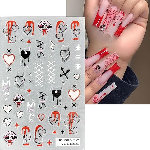 Miniatura 3 de Calcomanías para uñas de Halloween, diseño de calabaza, fantasma, 3D, autoadhesivas, lindas telarañas espeluznantes, suministros de uñas con boca