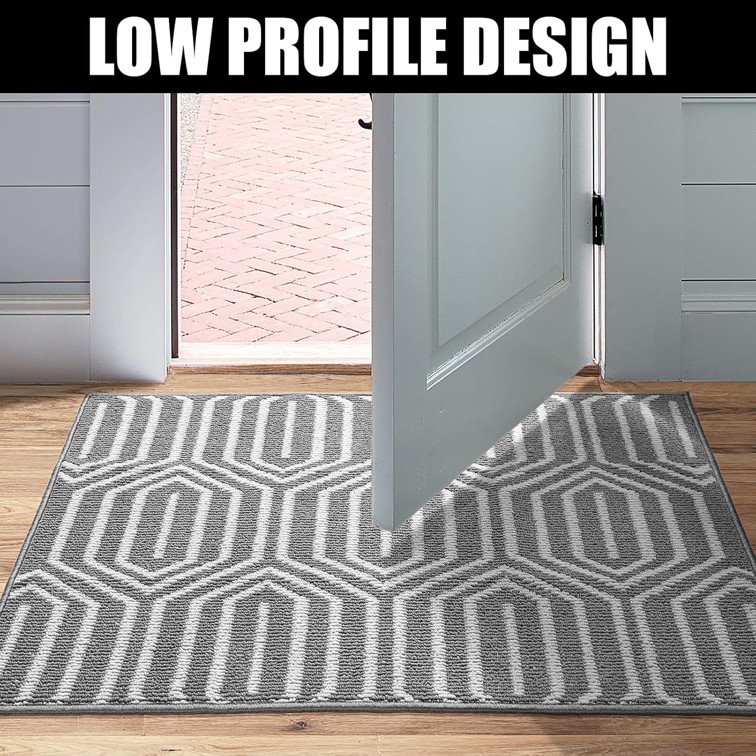 Indoor Doormat 32"x 40", Absorbent Front Back Door Mat, Rubber Backing Non Slip Floor Mats Inside Mud Dirt Trapper Outside Entrance Door Rug Carpet, Machine Washable Low Profile-Grey Time Cloister