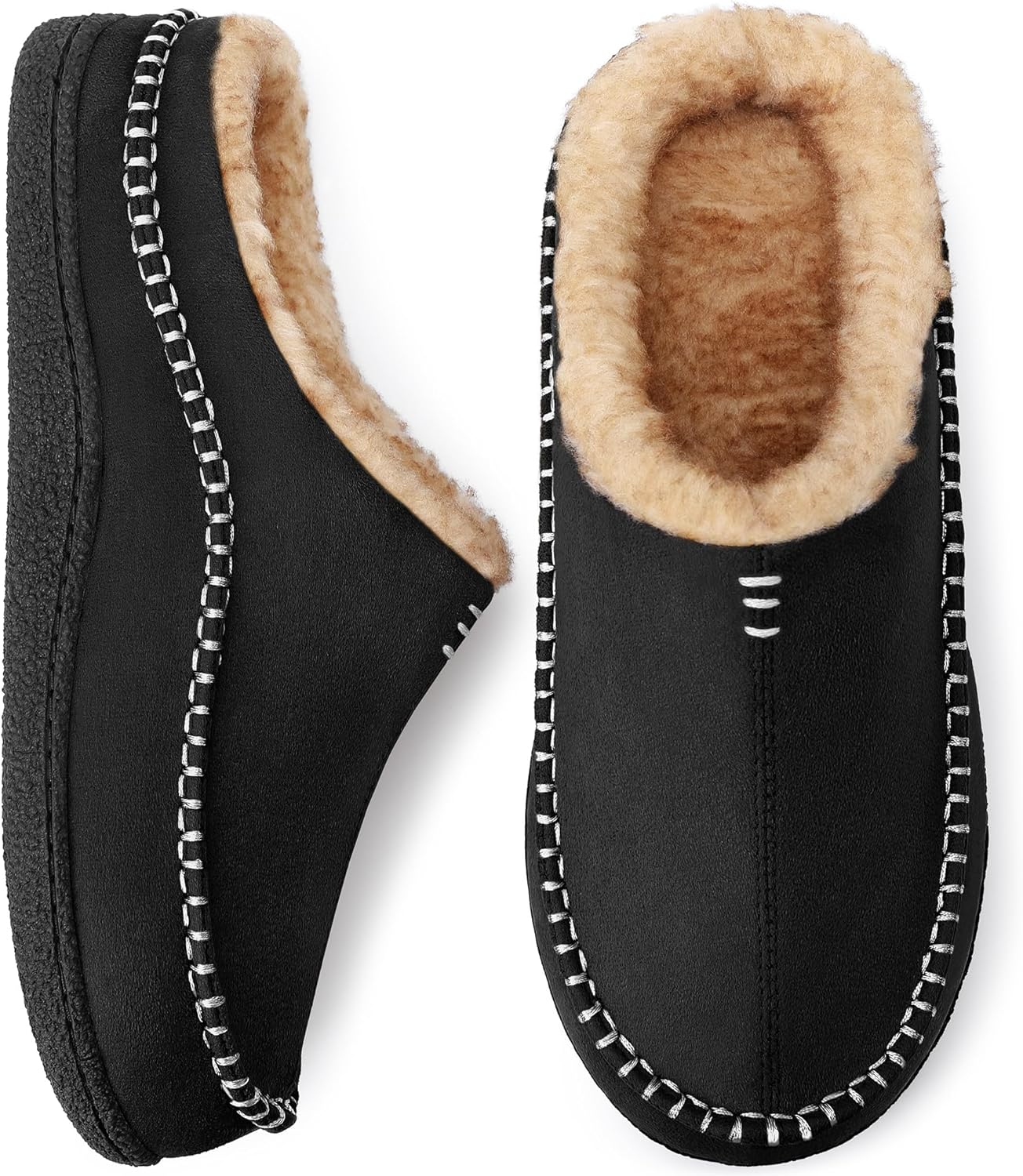 shoeslocker Men's Slippers, Comfy Memory Foam Slip-on Indoor House Shoes