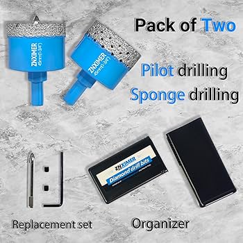 burrymolersです。 ZNXIMER Diamond Hole Saw Drill Bits - 2pcs 1-3/4