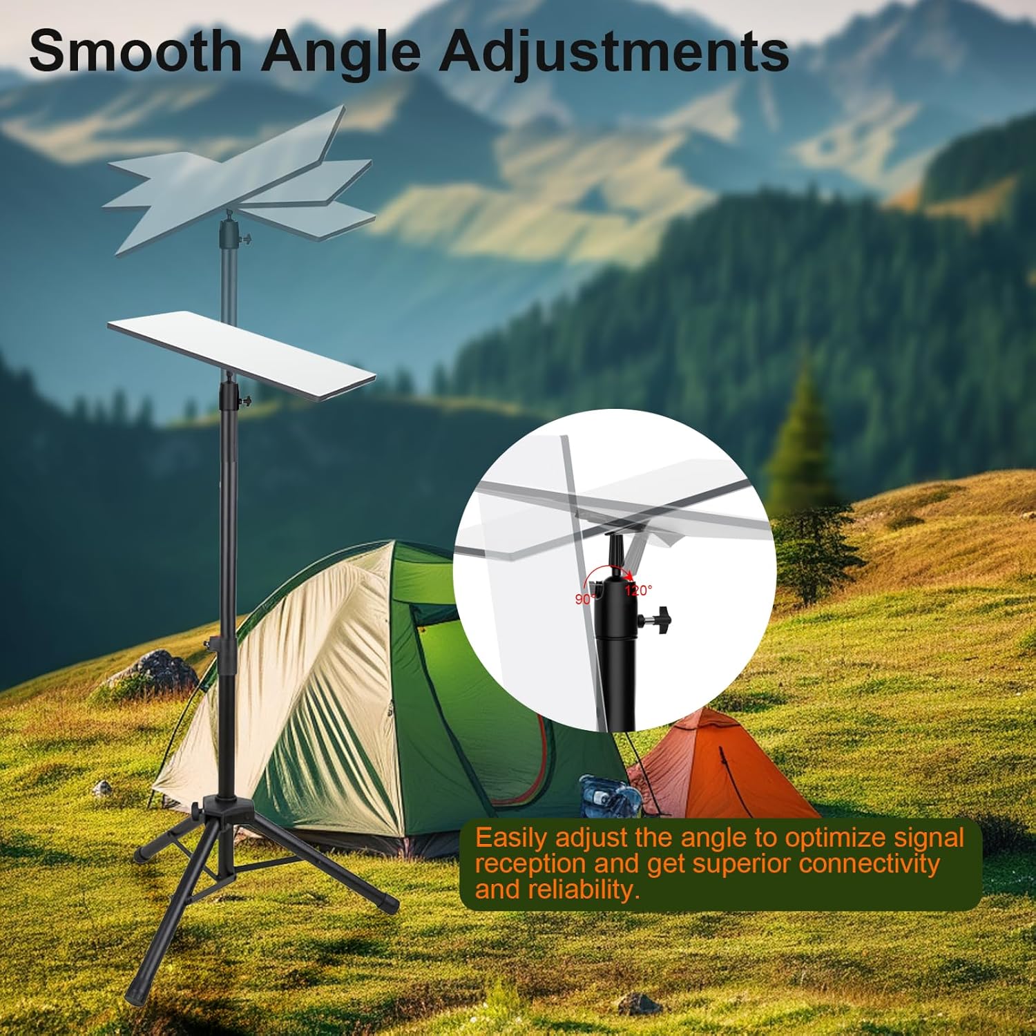 Starlink Gen 3 Tripod Stand, 3.2ft-5.2ft Adjustable Starlink Mounting Kit with Ball Head for Camping and RV Travel, Includes Starlink Pole Mount Pipe Adapter for Starlink V3 Gen3 Kickstand Dish