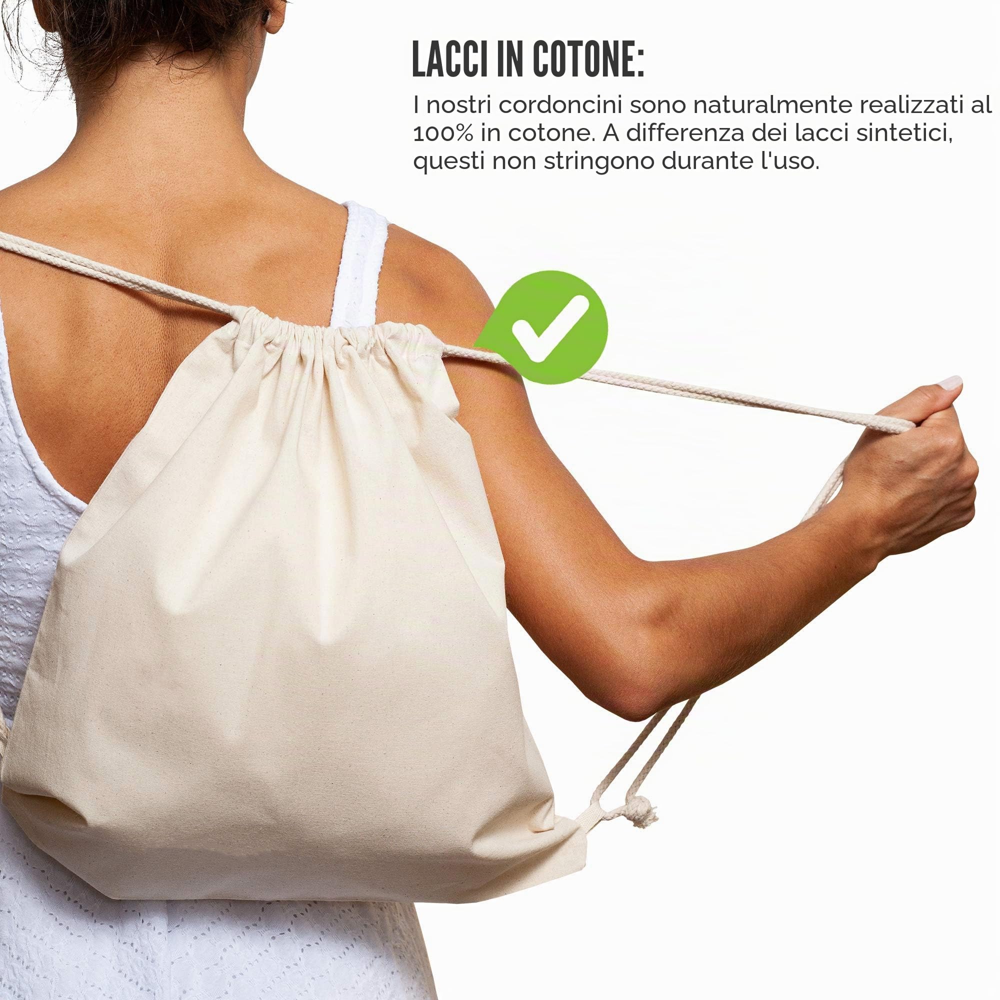 ELES VIDA Borsa da palestra in cotone 25 pezzi 38x42cm - Borsa sportiva - Zaino Borsa in tela, Borsa in tela certificata OEKO-TEX® Borsa per la spesa Sacca da palestra Sacca per set di pittura