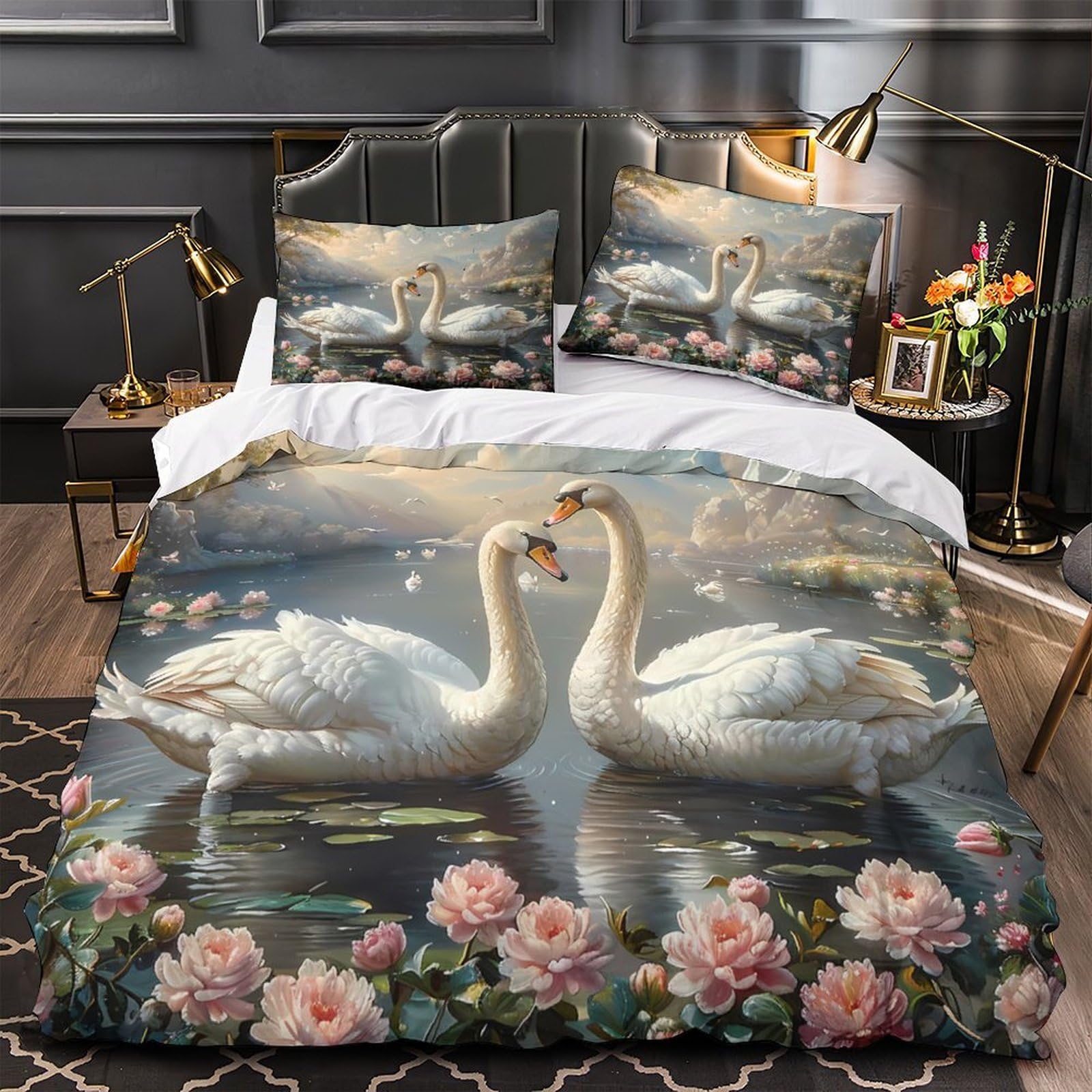 Housse de couette chat 3D hypoallergénique en microfibre douce avec fermeture éclair 260x220