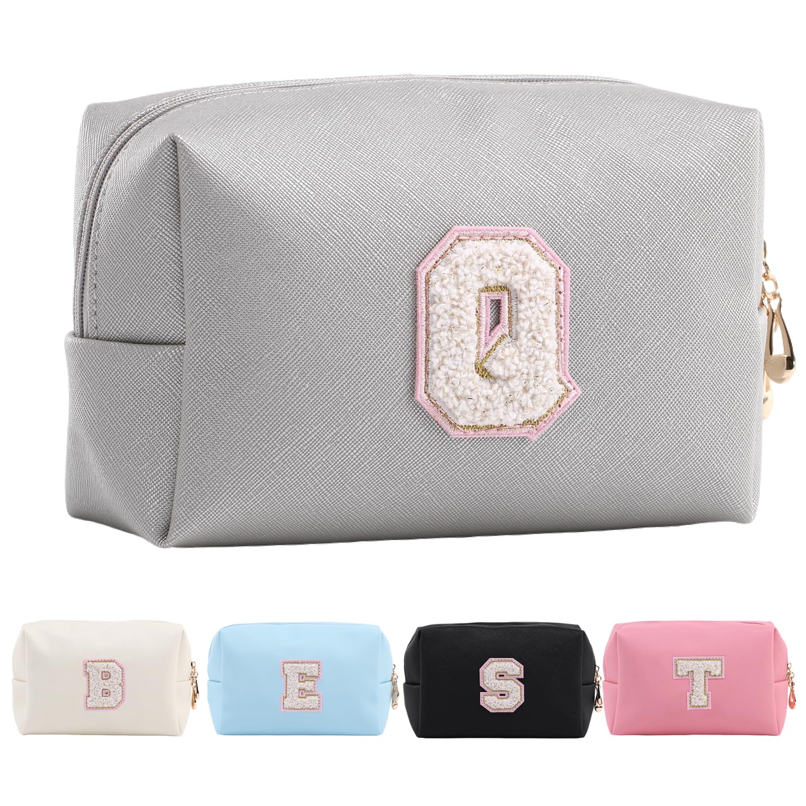 Personalized Makeup Bag,Waterproof Travel Makeup Pouch Cosmetic Bag Birthday Gift for Women Mom，Bride Bridesmaid Cosmetic Bag A-Z — view 108