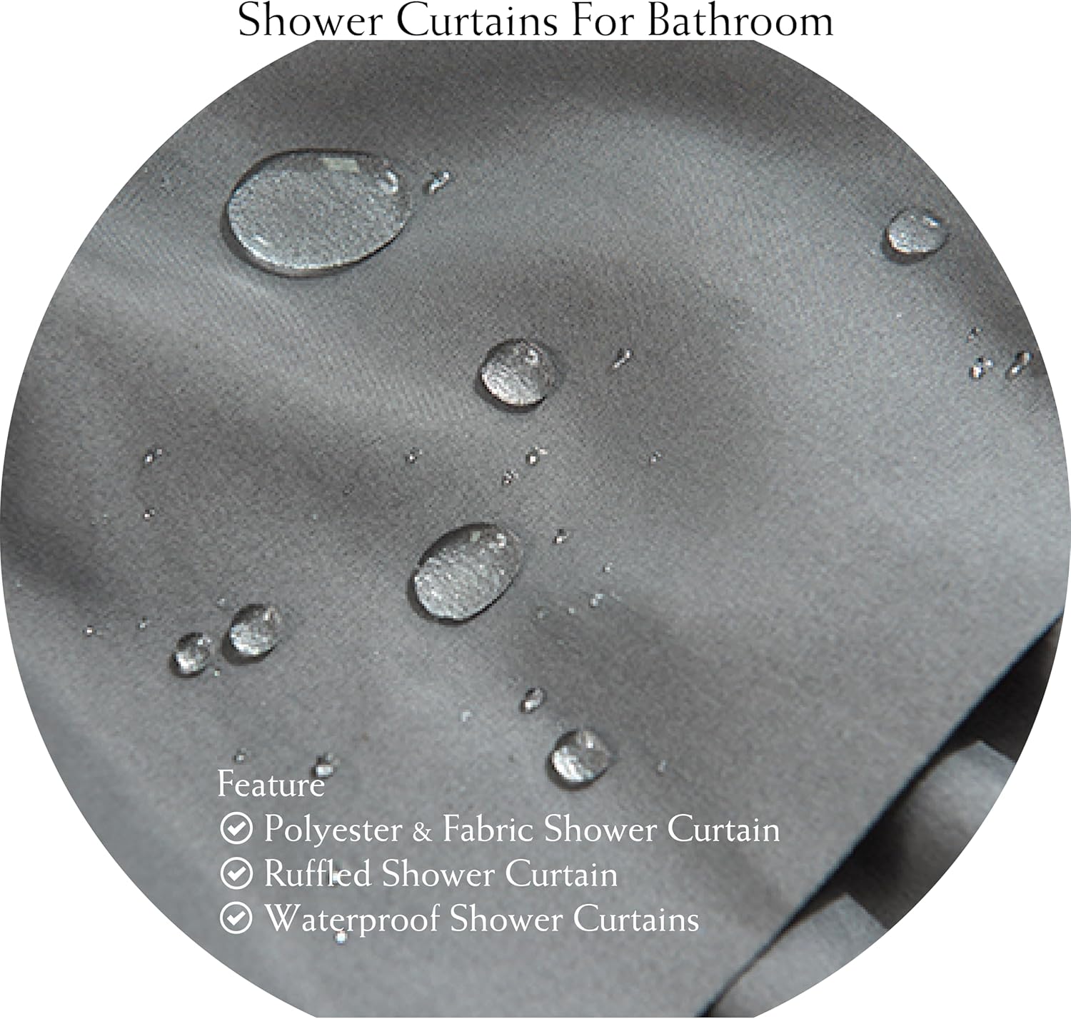 Ruffle Shower Curtain,84-inches Extra Long,Grey Ruffled Bath Curtains for Bathroom,Fabric Farmhouse Decor,Soft Touch Decorative Cloth Texture,(72 inch Wide,1 Panel)