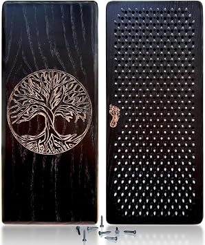 Sadhu Board Oh! Sadhu, 100% Natural Ash Wood, Sadhu Board for Beginners, Yoga Gift, Nails Step 10mm 0.39IN | "Tree of Life" Black