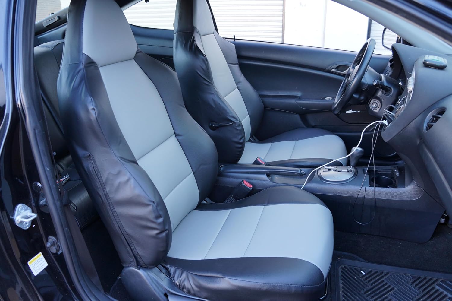 Iggee for Acura RSX Artificial Leather Custom Exact fit 2 Front seat Covers (Black)