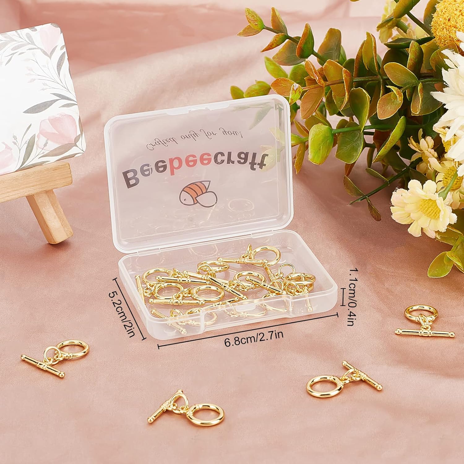 15 Sets 18K Gold Plated Toggle Jewelry Clasps Cectors Round