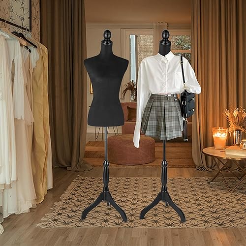 Miniatura 7 de Dress Form Mannequin Torso, Female Sewing Bust Manikin Body, Pinnable Dressmaker Form with Stand for Display, Clothing Design, Black