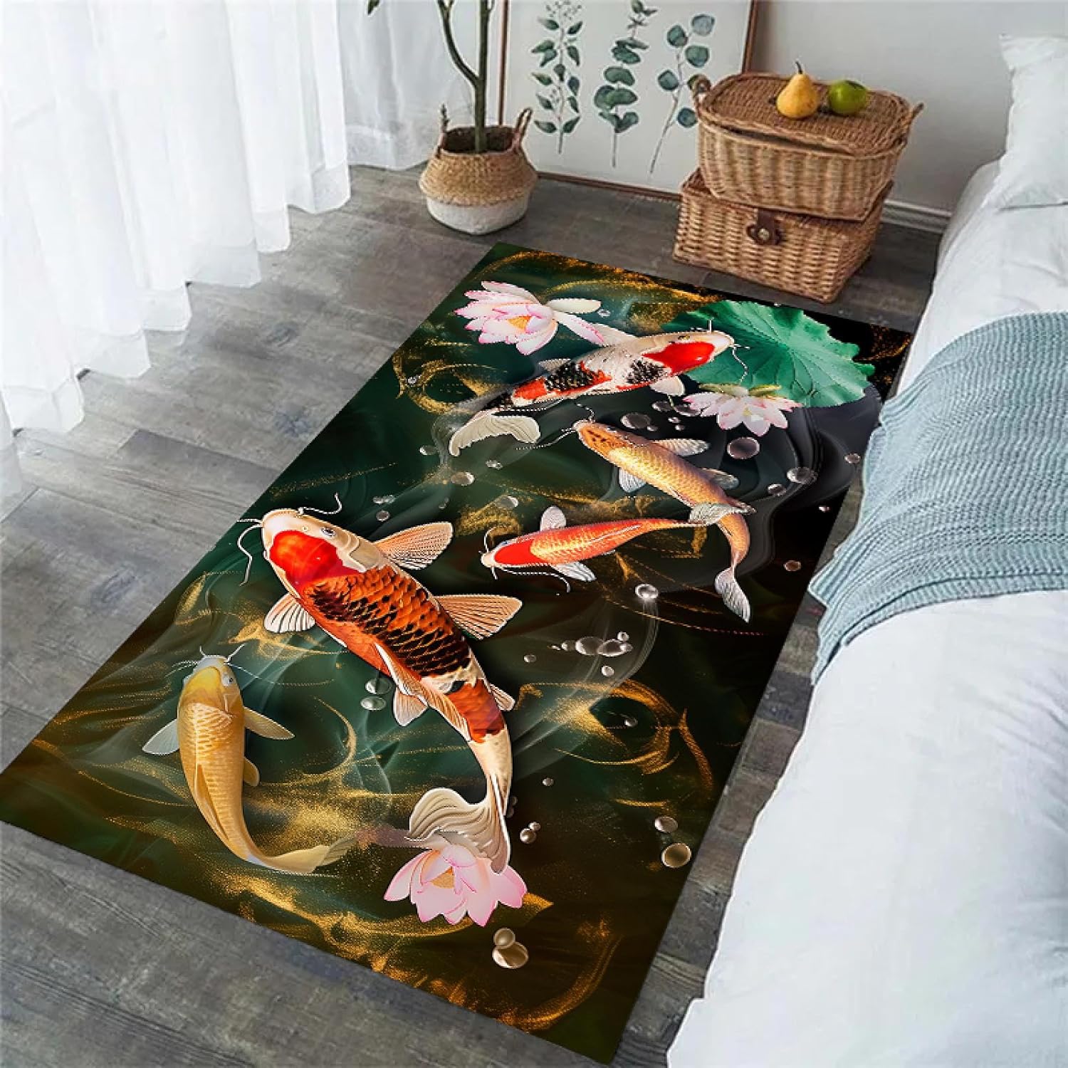 Koi Carp Fish Living Room Area Rug Carpet Bathroom Mat Hallway Doormat Bedroom Mat Rug Bedroom Home Decor 80x250cm