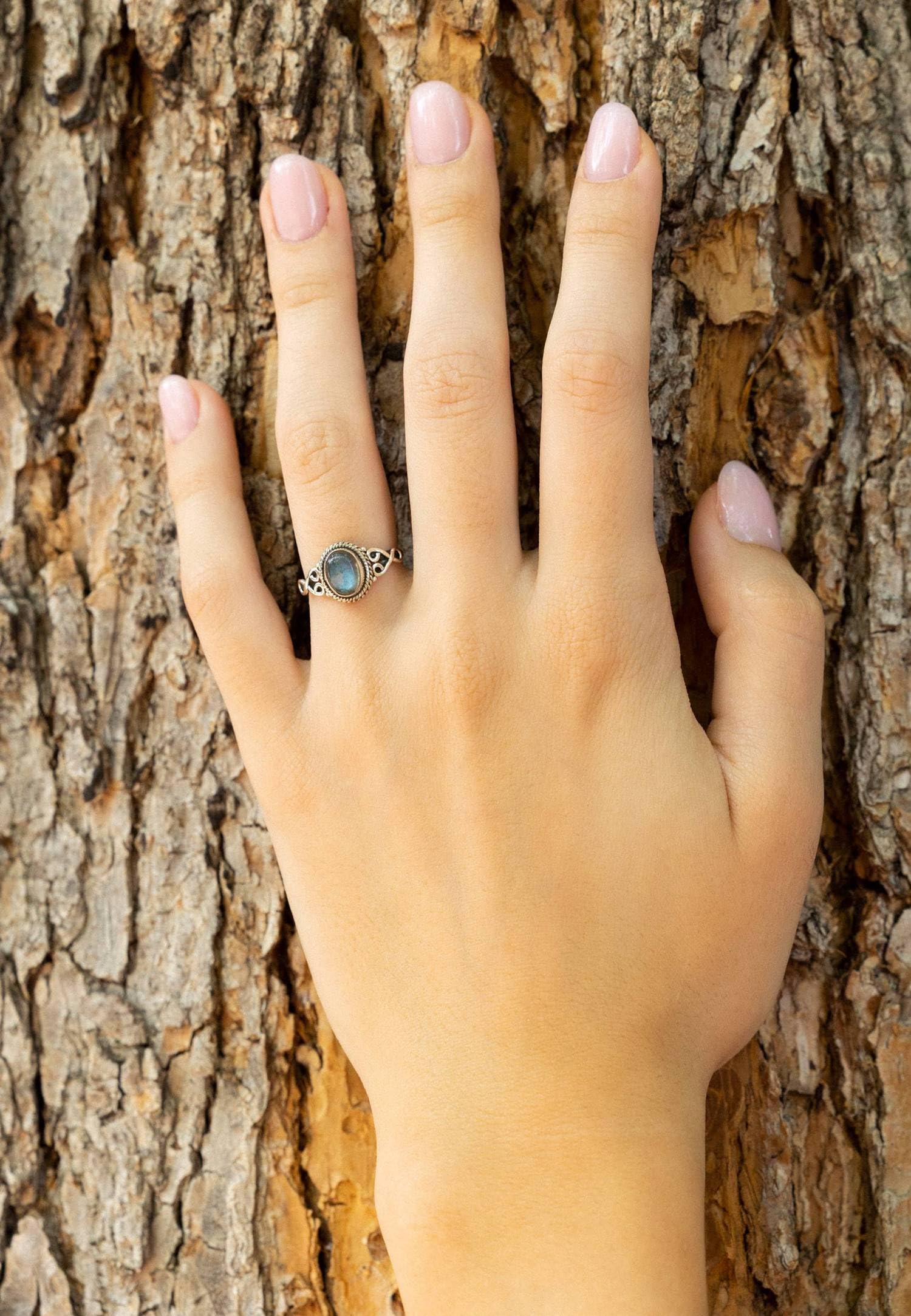 mantraroma Silberring Damen 925 Sterling Silber – ovaler Edelstein Ring, Vintage Statement Ring Schmuck, elegantes Geschenk für Frauen