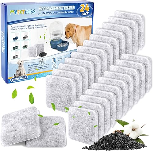 Paquete de 24 filtros de fuente de agua para perros, repuesto de filtro de agua para mascotas compatible con fuentes de agua Petmate Replendish