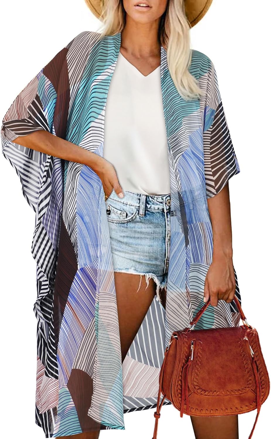 Women's Kimono Beach Cover up for Summer Bathing Suits Cardigans Casual Loose Swimwear