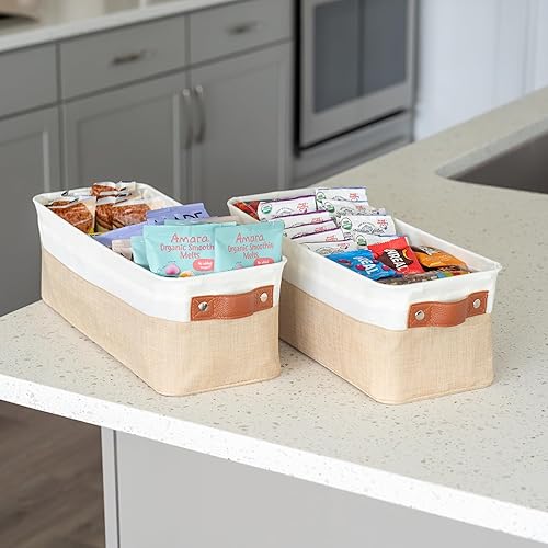 Miniatura 4 de OrganiHaus - Canastas de almacenamiento de tela para estantes y armarios, pequeñas, 12 x 8 pulgadas, organizadoras, para ropa blanca, paquete de 3,