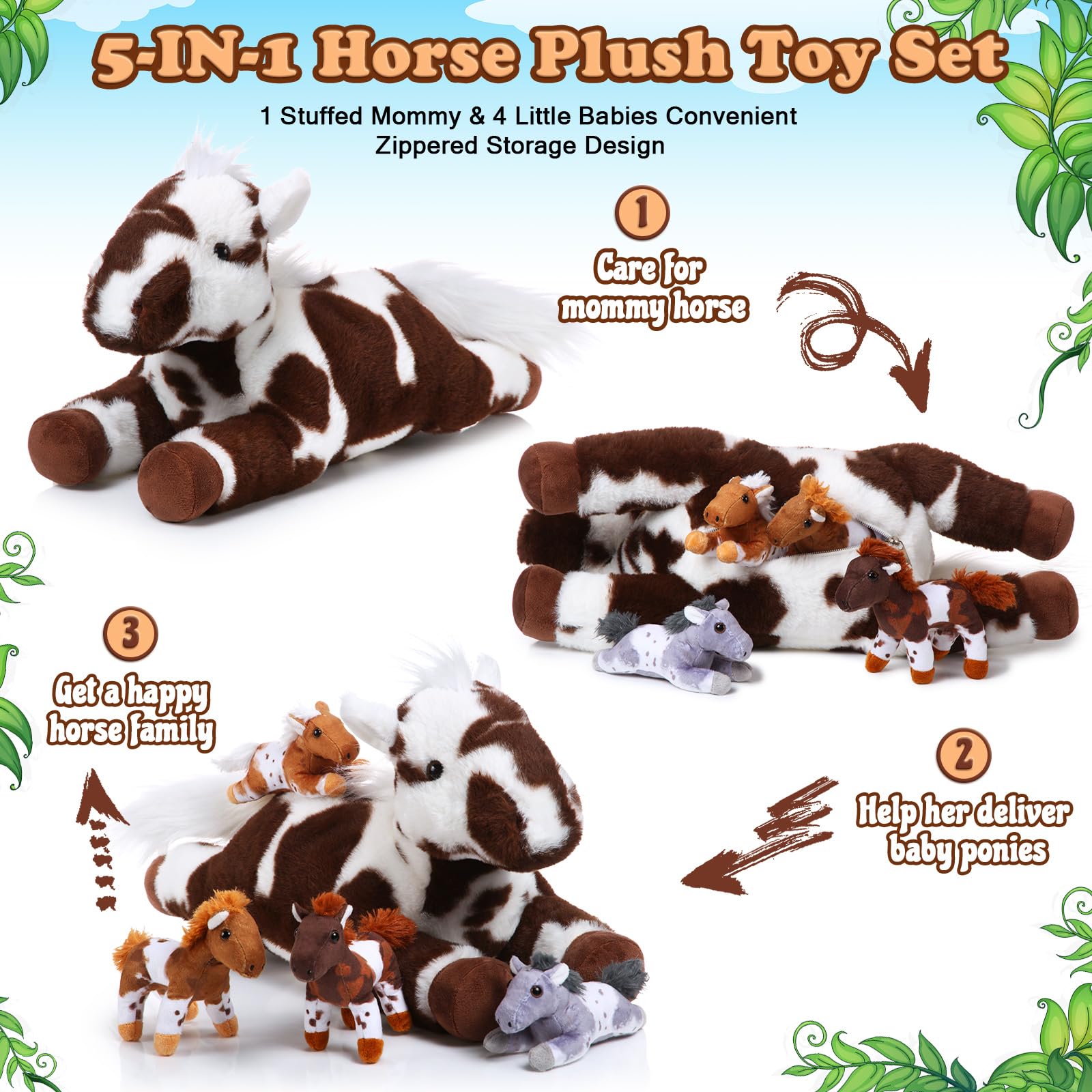 Amazon.com: Lenwen 5 Pcs Horse Stuffed Animal 18 Inches Mommy