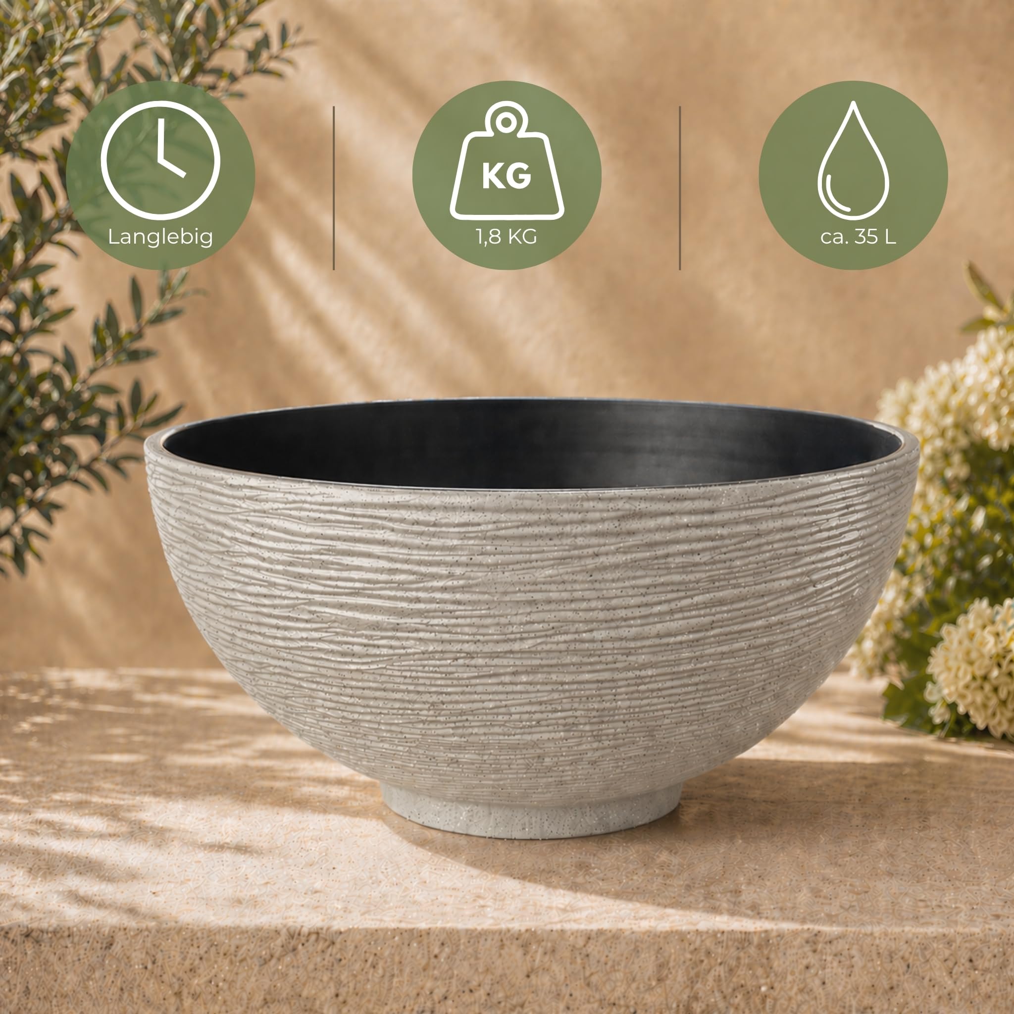 Matches21 fontana solare esterni 45 cm ciotola grande giardino
