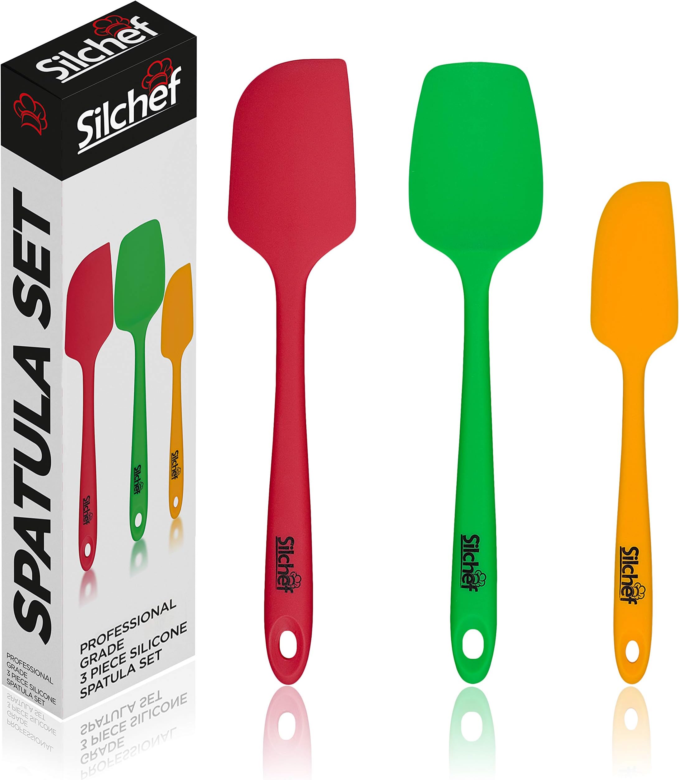 Spatulas Silicone Heat Resistant - (3 pack) - Professional Grade Non Stick Flexible Kitchen Spatula Set for non stick cookware