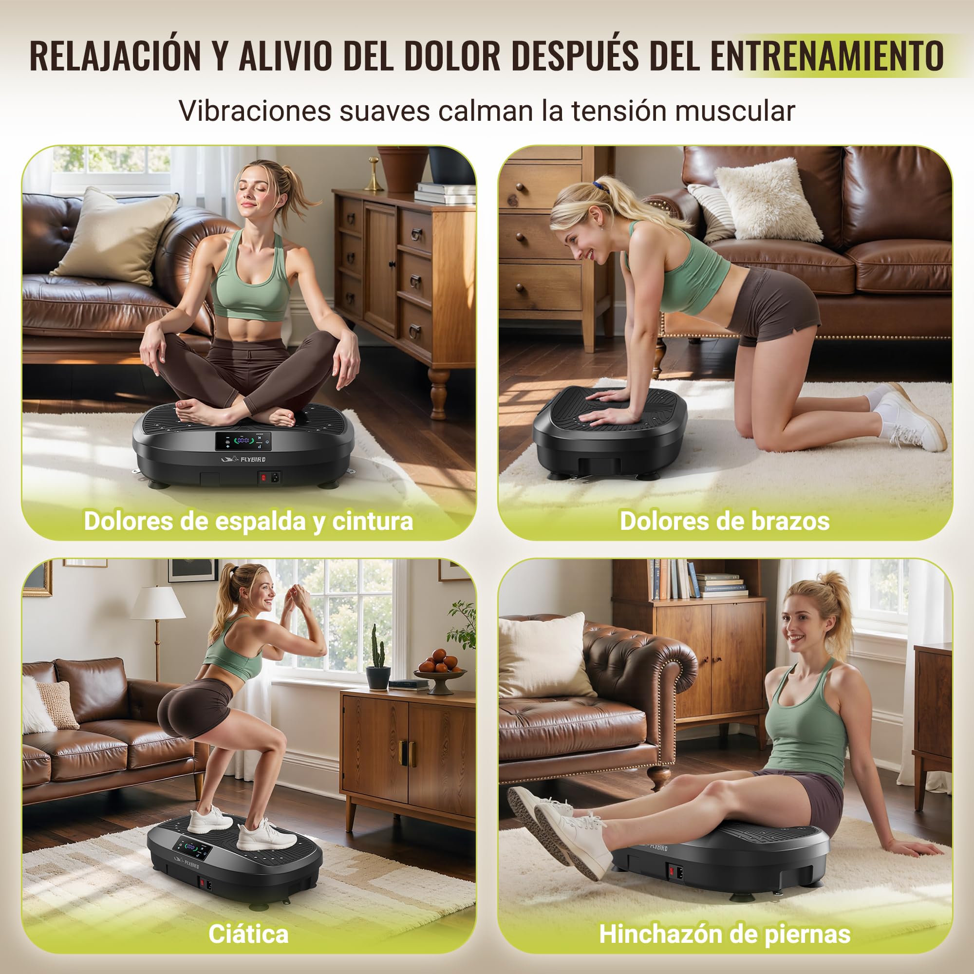 FLYBIRD Plataforma Vibratoria, Máquina de Ejercicio de Placa de vibración para Entrenamiento Corporal Completo, Ideal para Aumentar la Densidad ósea y Drenaje linfático
