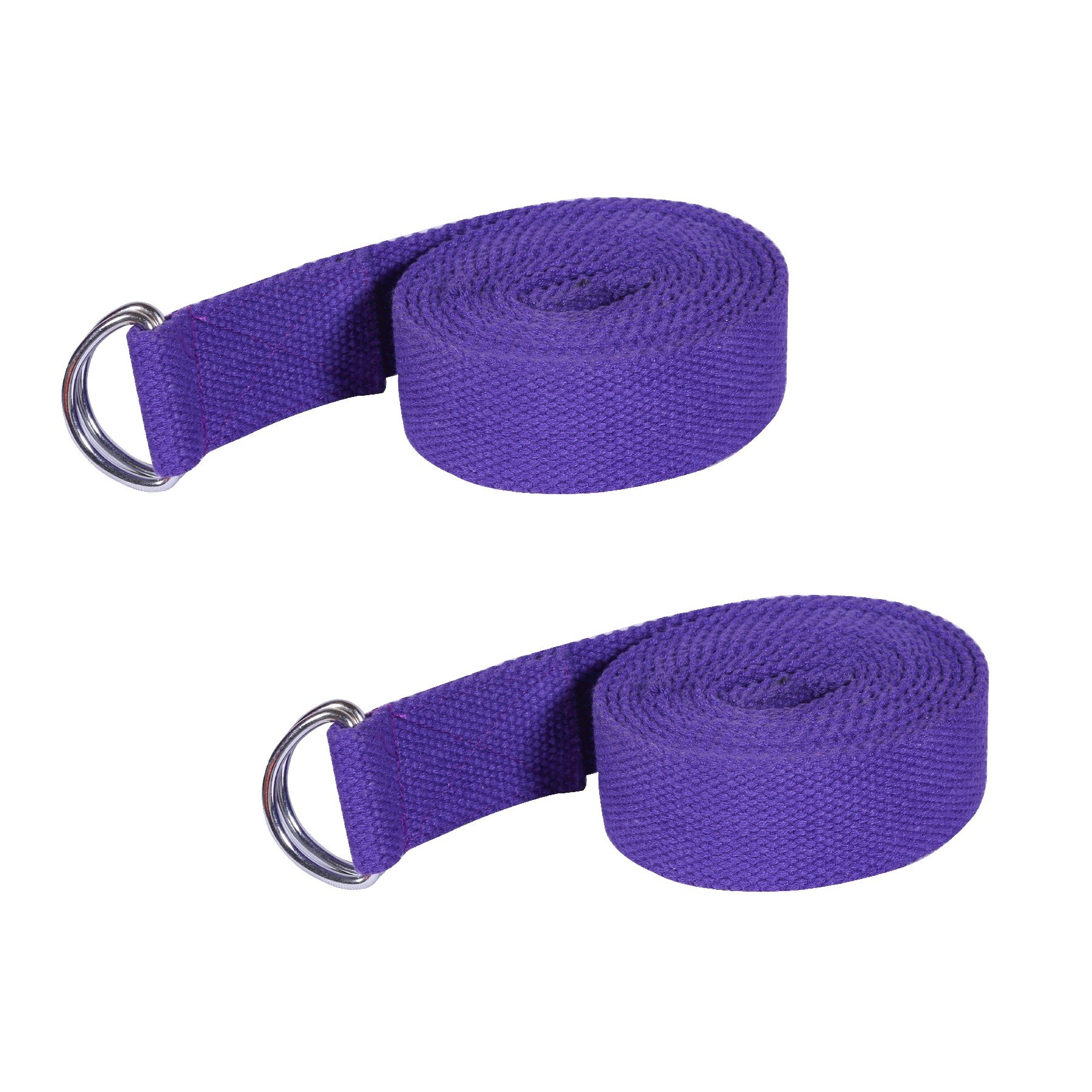 Footmate 8 FT Long, Pack-2 Yoga Belt for Exercise, Durable Material with Adjustable D-Ring Buckle, Props Rops For Safe & Challenging Yoga Posture, Purple Yoga Strap for Men- Women- width- 1.5 inch